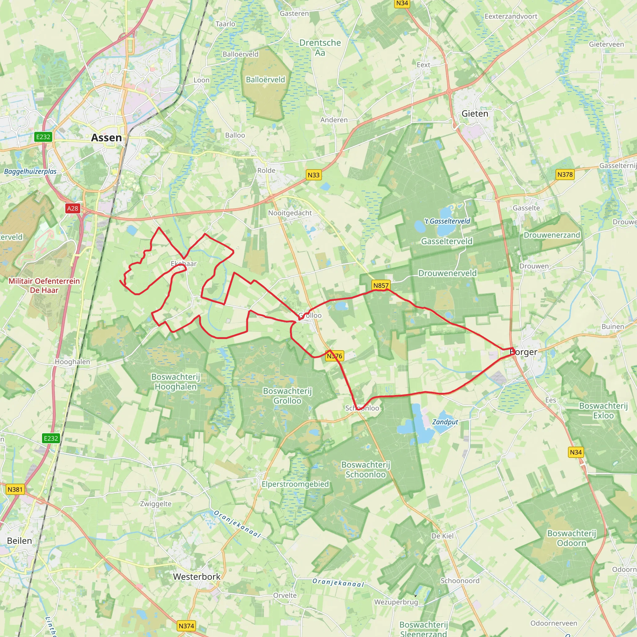 Borgerveldweg, Westdorperstraat, Amerweg and Hemmenweg Loop mobile static map