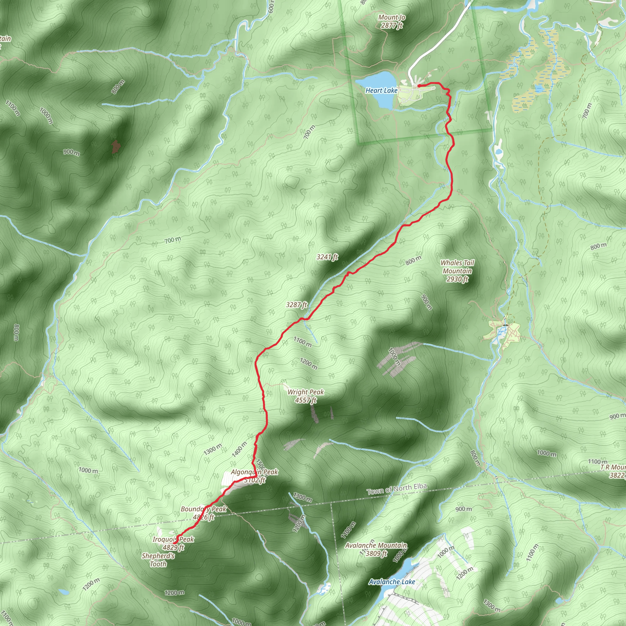 Algonquin Peak and Iroquois Peak via MacIntyre Brook mobile static map