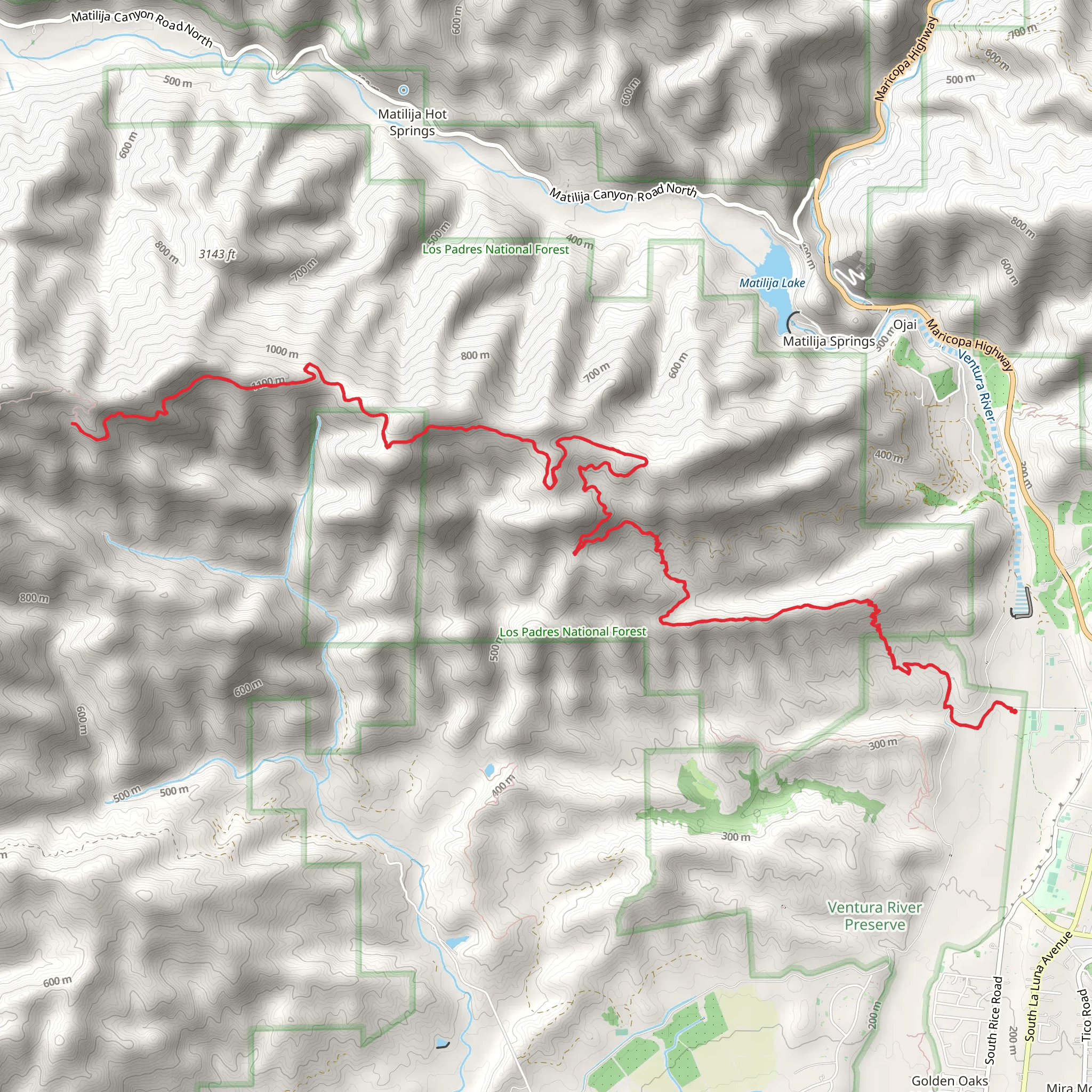 Camino Cielo and Kennedy Ridge Trail mobile static map