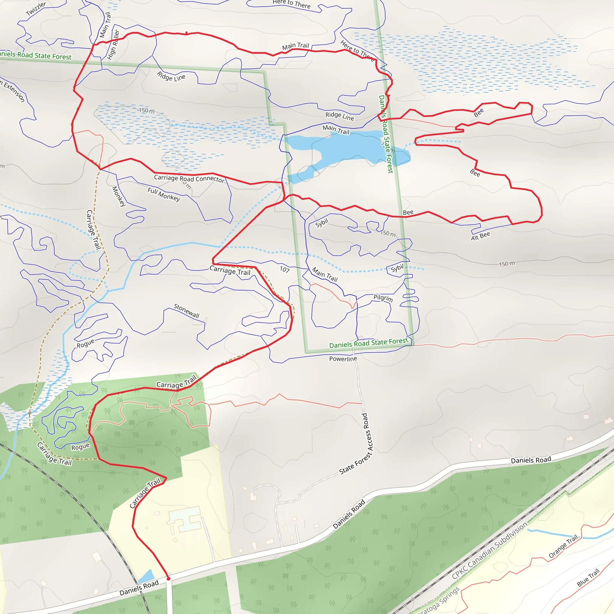 Carriage Trail, Main Trail and Bee Trail Loop mobile static map