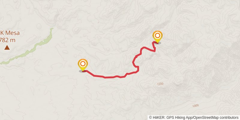 Dead Man Trail via Willow Springs Trail stage 2 Map