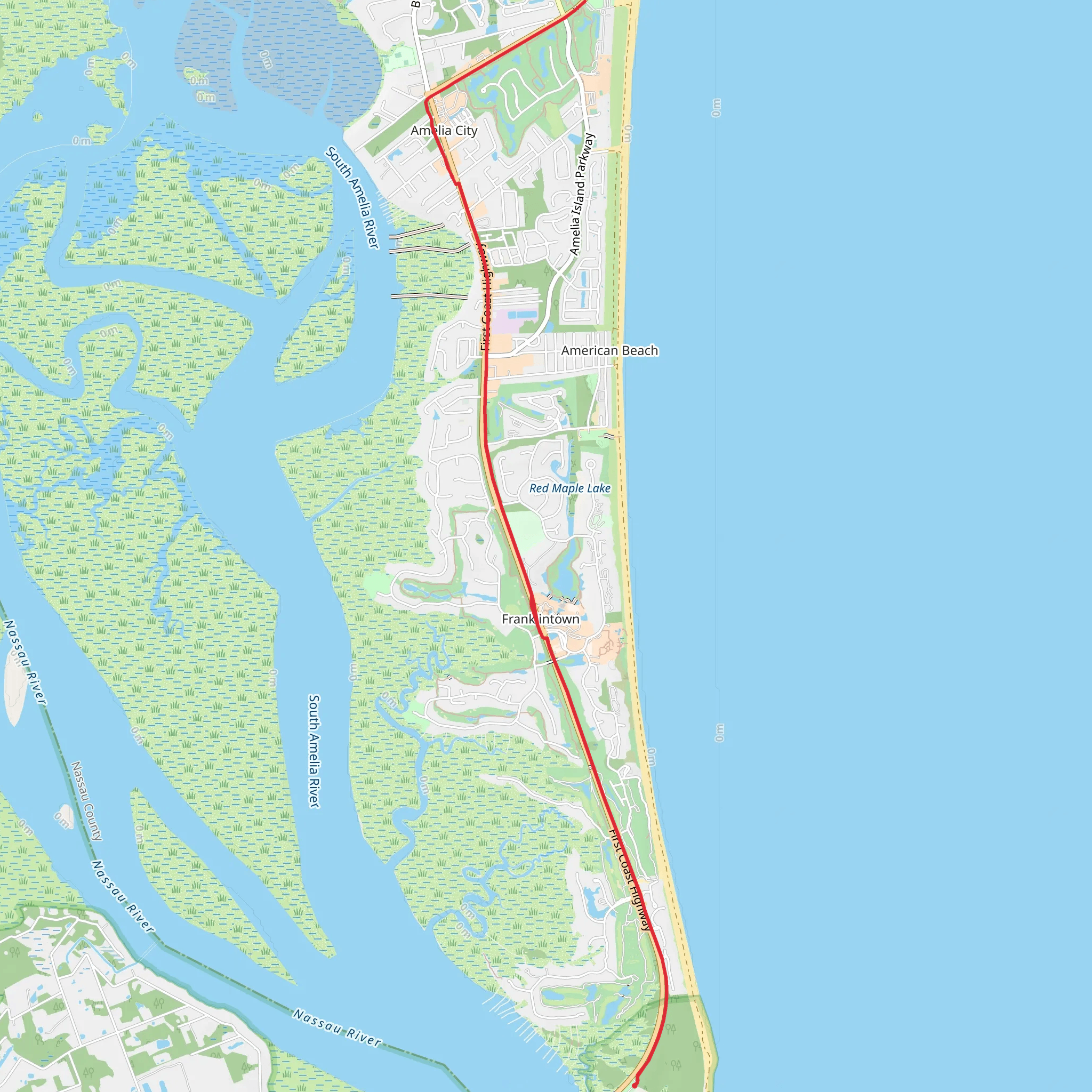 Amelia Island Trail mobile static map