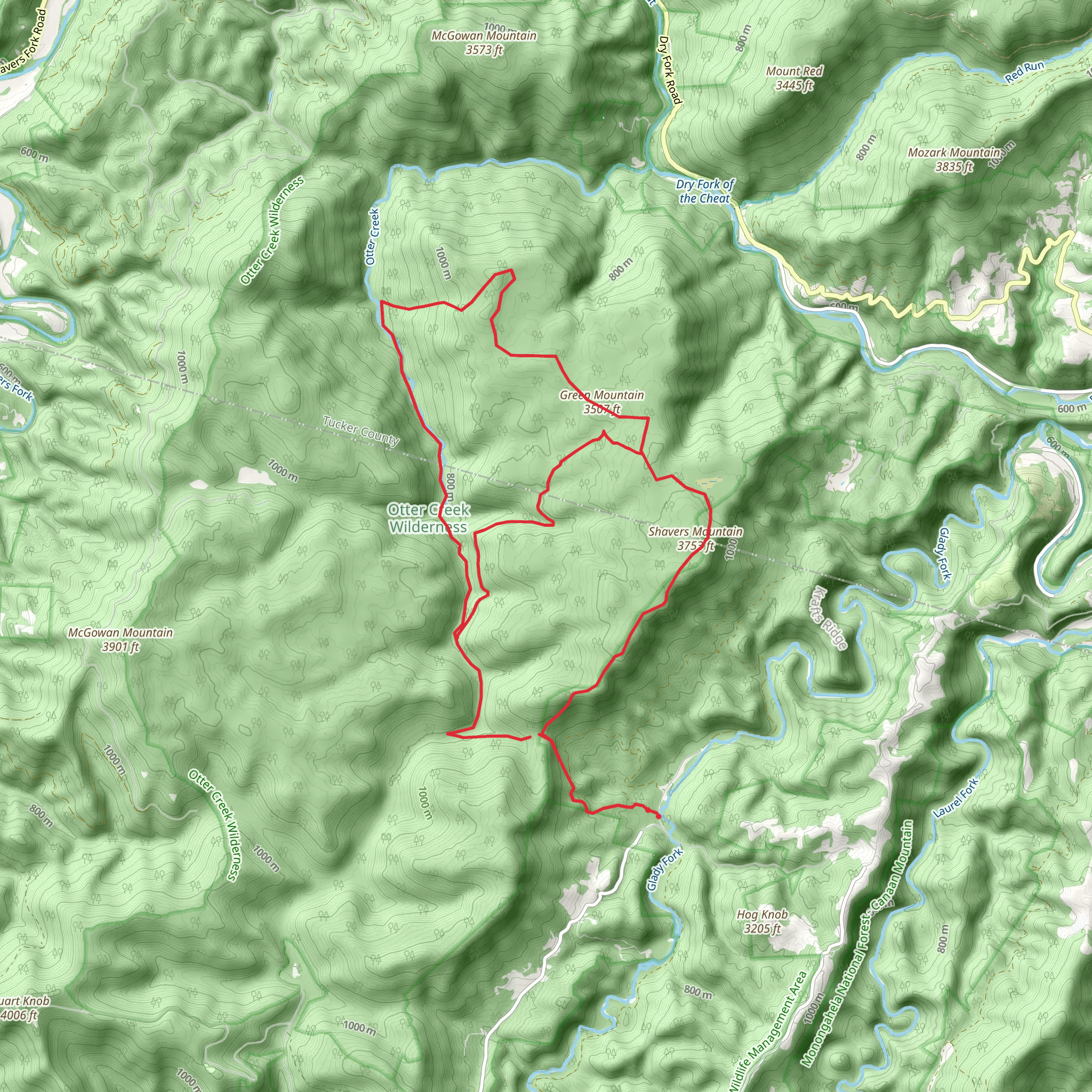 Otter Creek Loop mobile static map