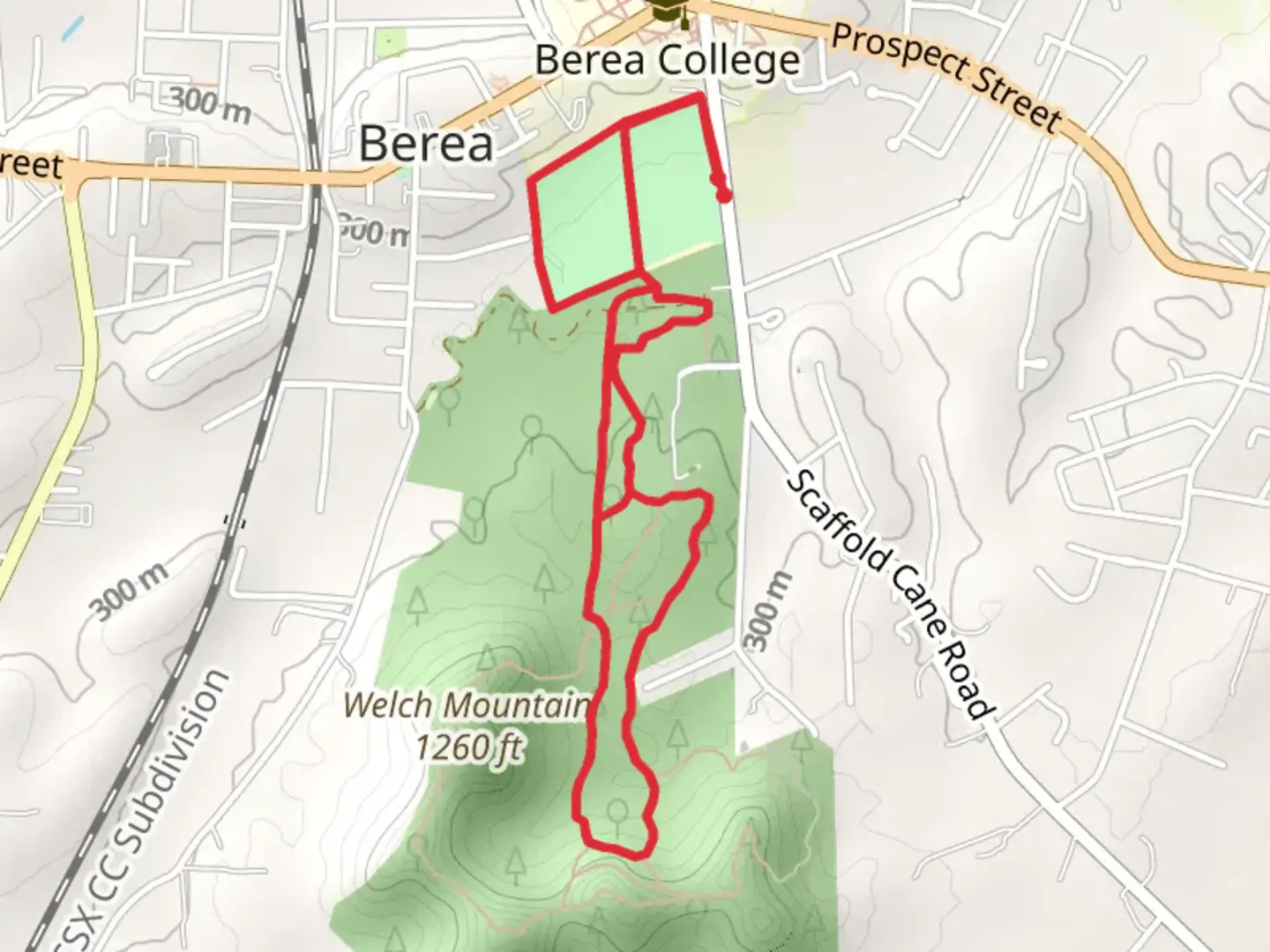 An image depicting the trail Alumni Field and Blue Loop and its surrounding area.