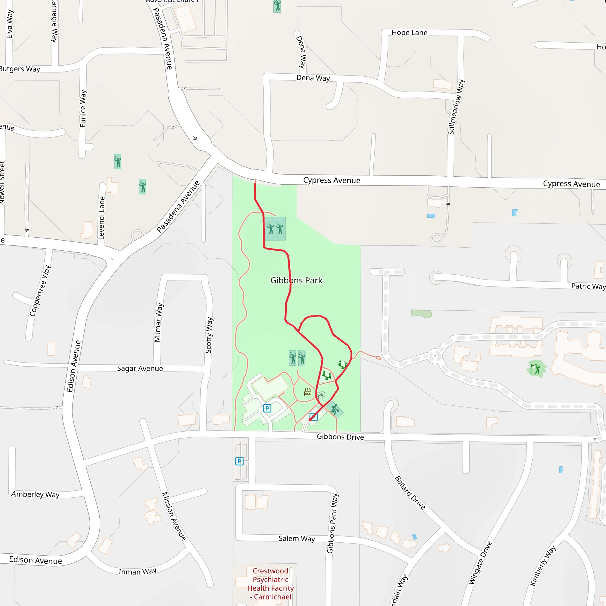 Gibbons Park Loop mobile static map
