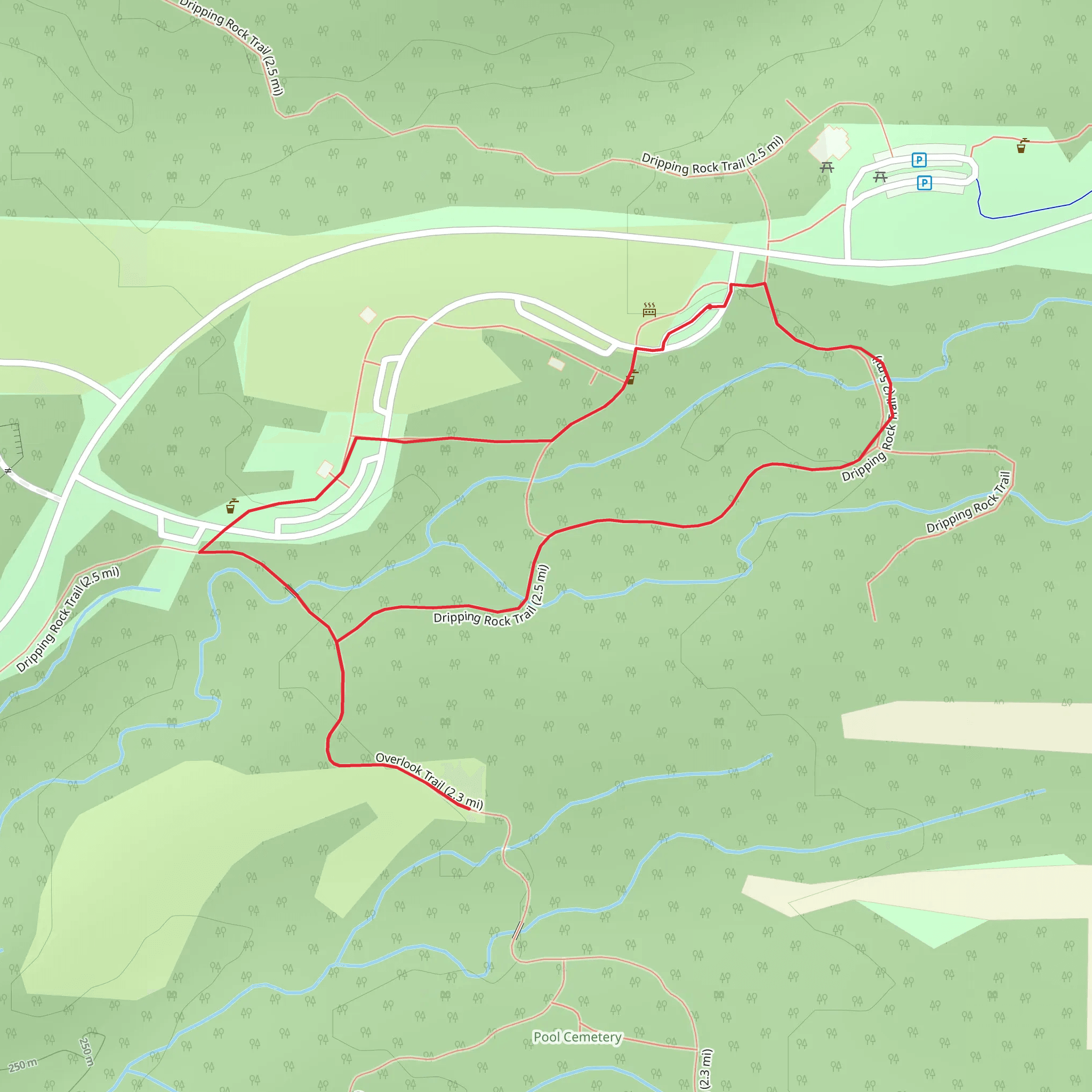 Dripping Rock and Overlook Loop Trail mobile static map