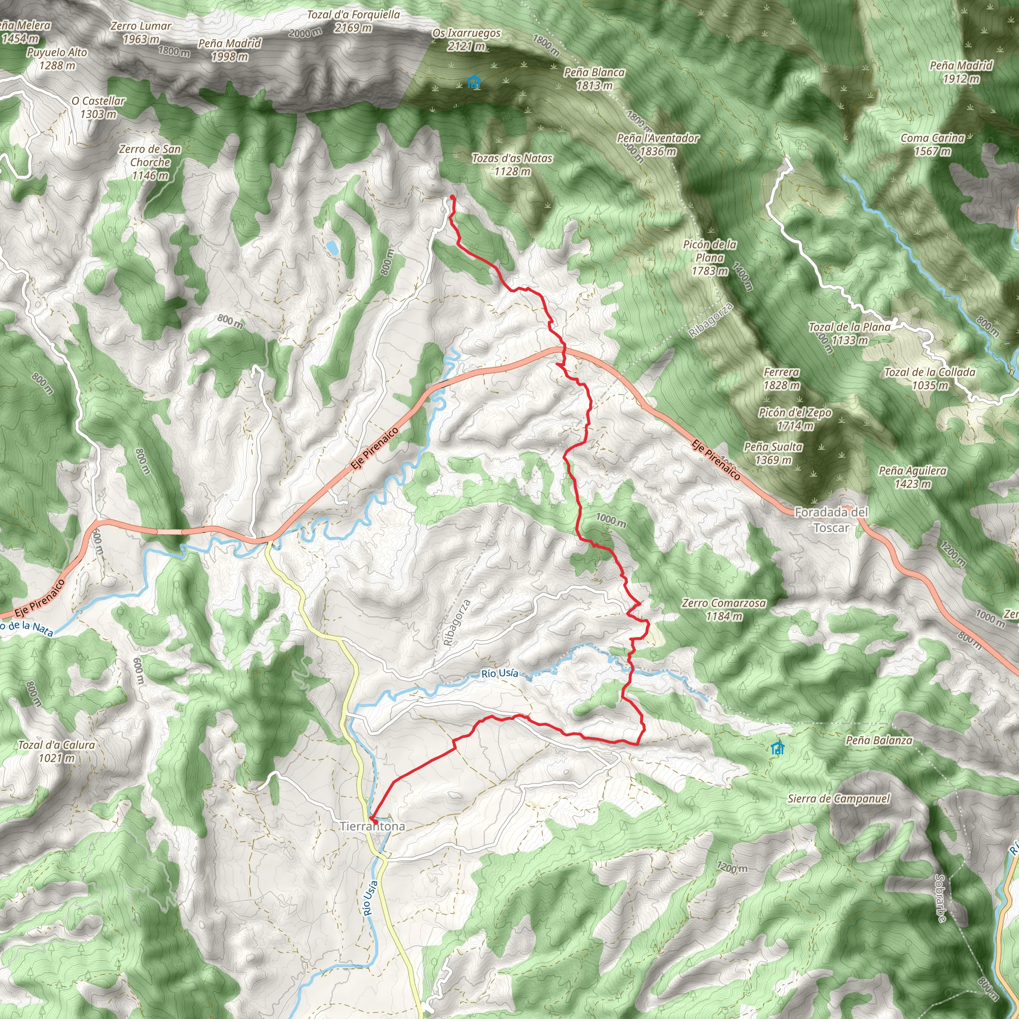 Tierrantona - San Juan de Toledo de la Nata PR HU 191 mobile static map