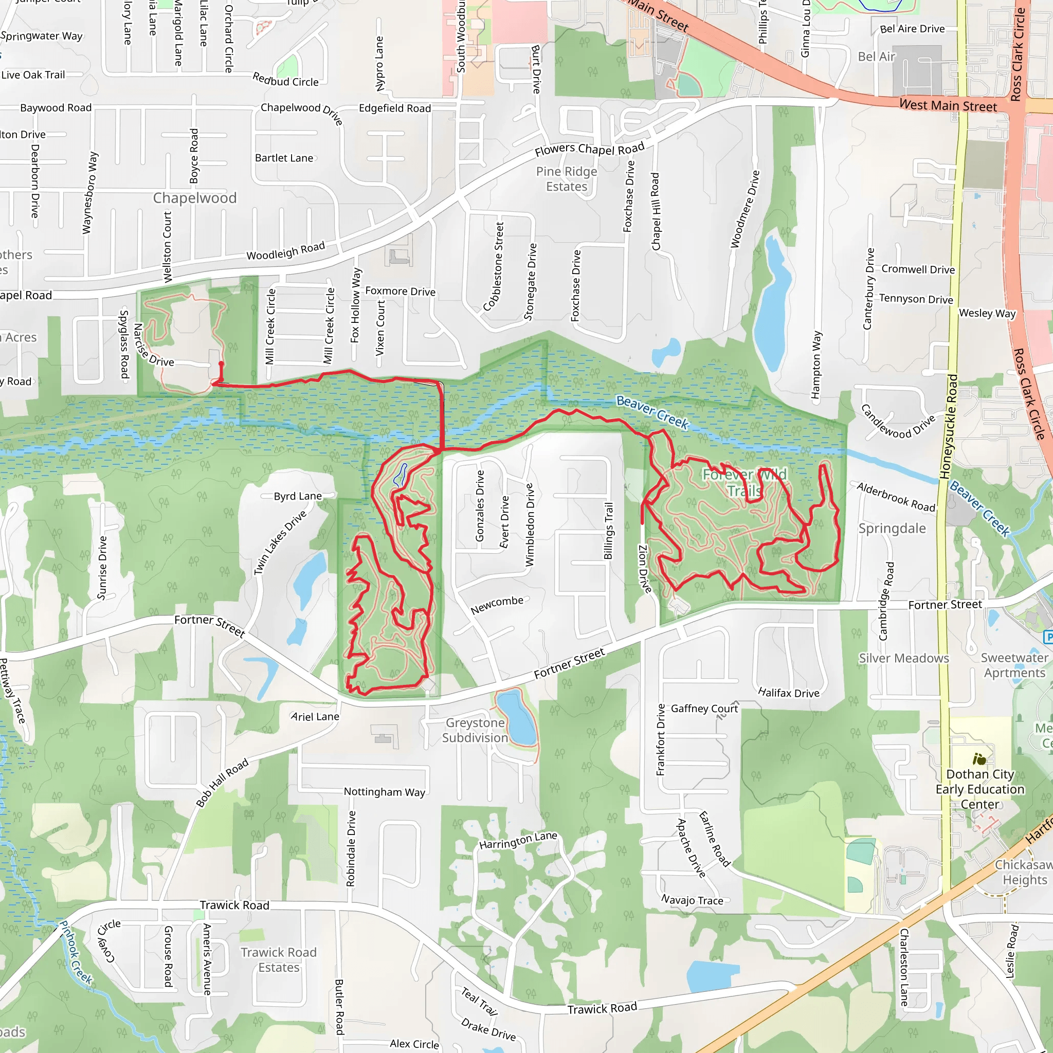 Big Leave, Sam's Creekside and Dragon's Trail mobile static map