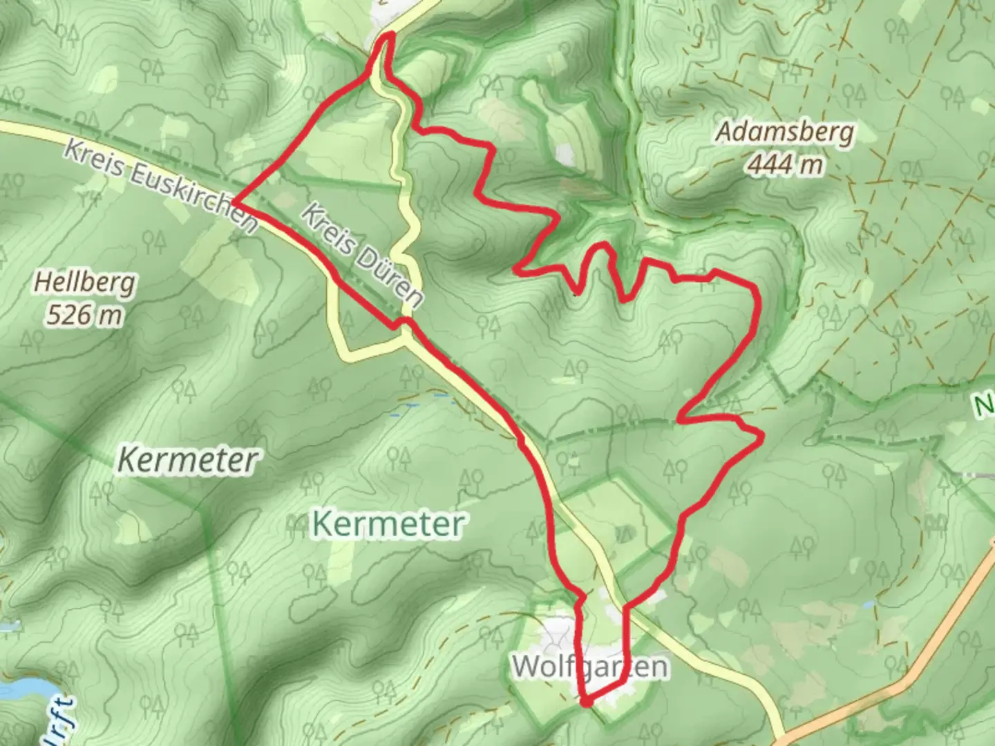 An image depicting the trail Felsenweg and Wildnis Trail and its surrounding area.