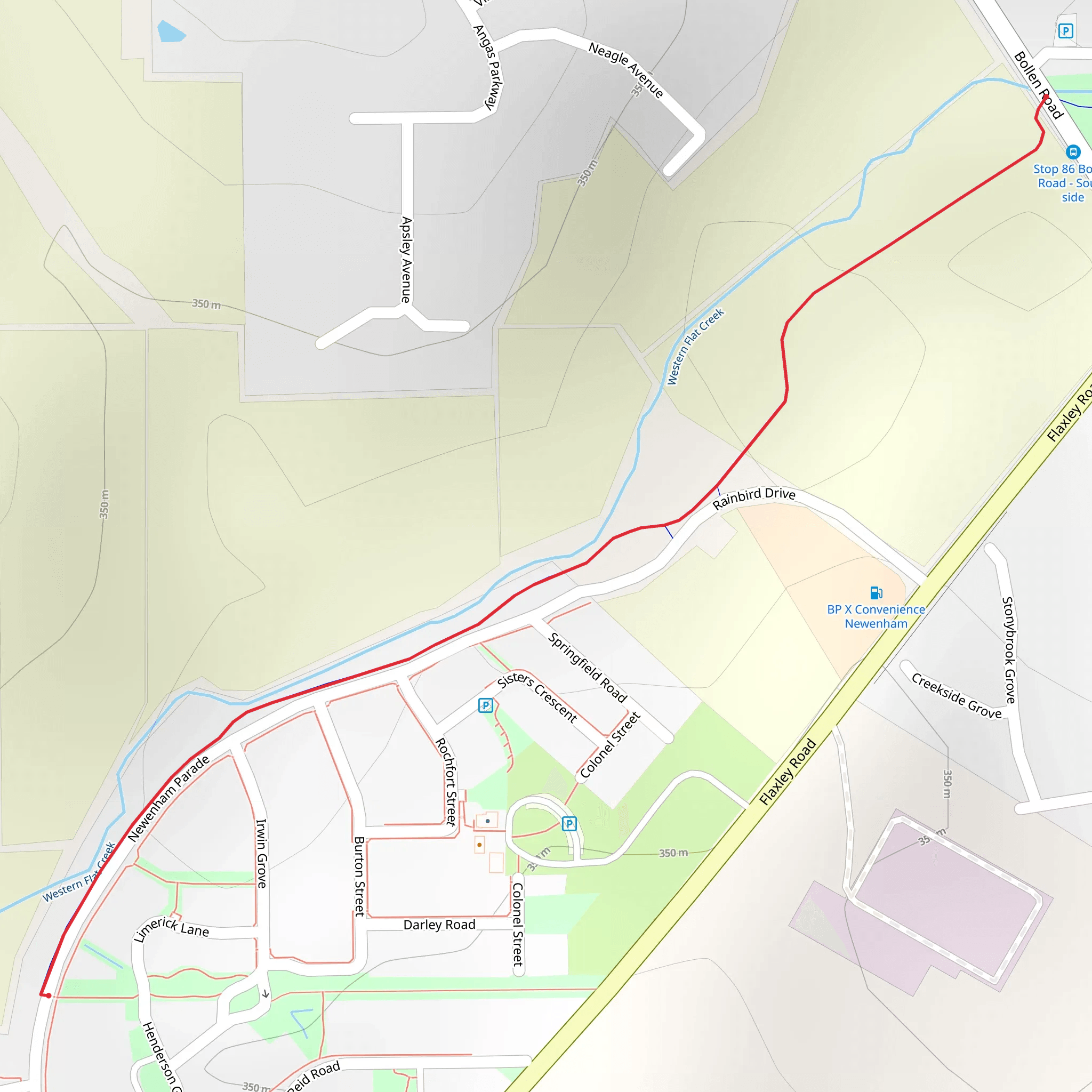 Newenham Linear Park Walk mobile static map