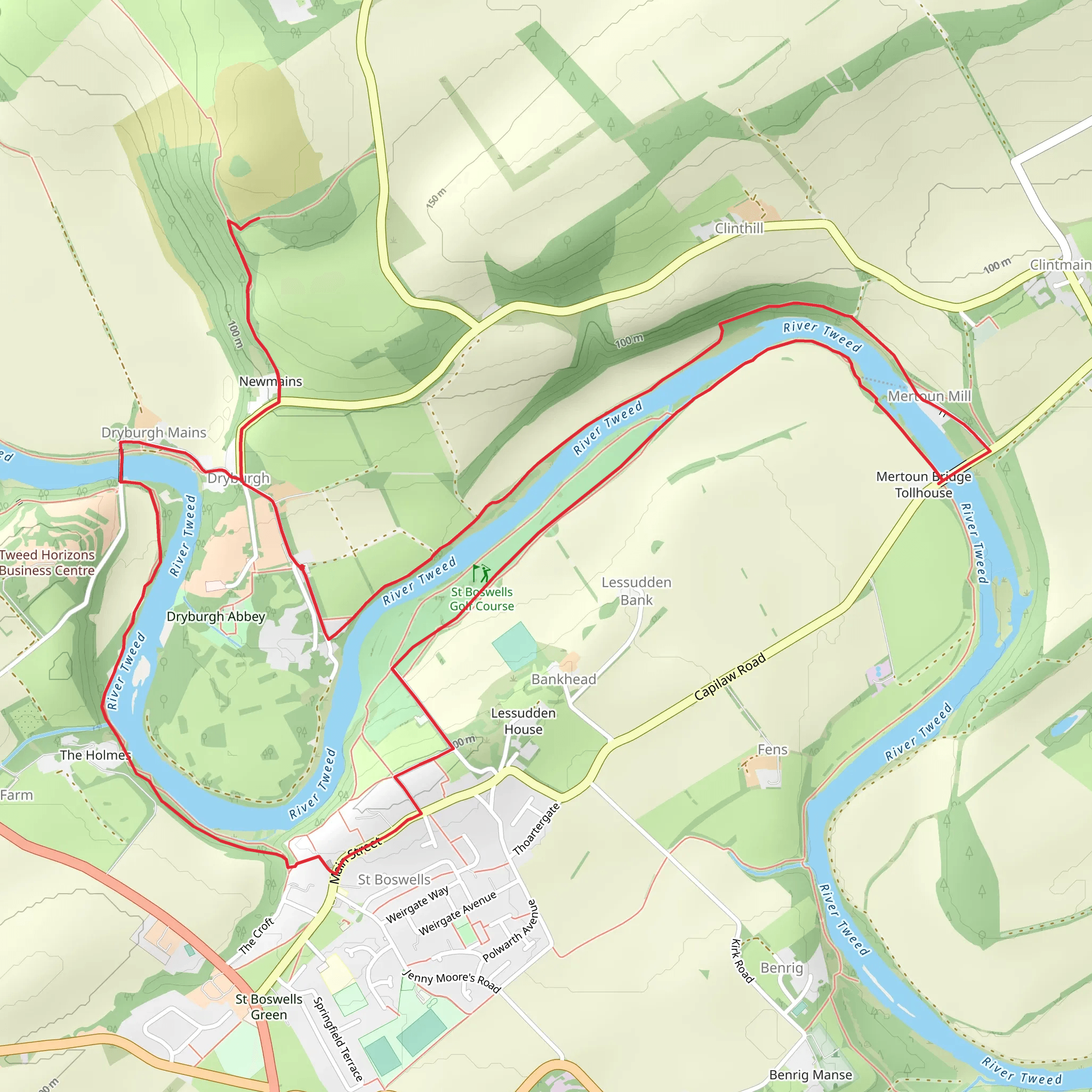 River Tweed and Dryburgh Abbey mobile static map