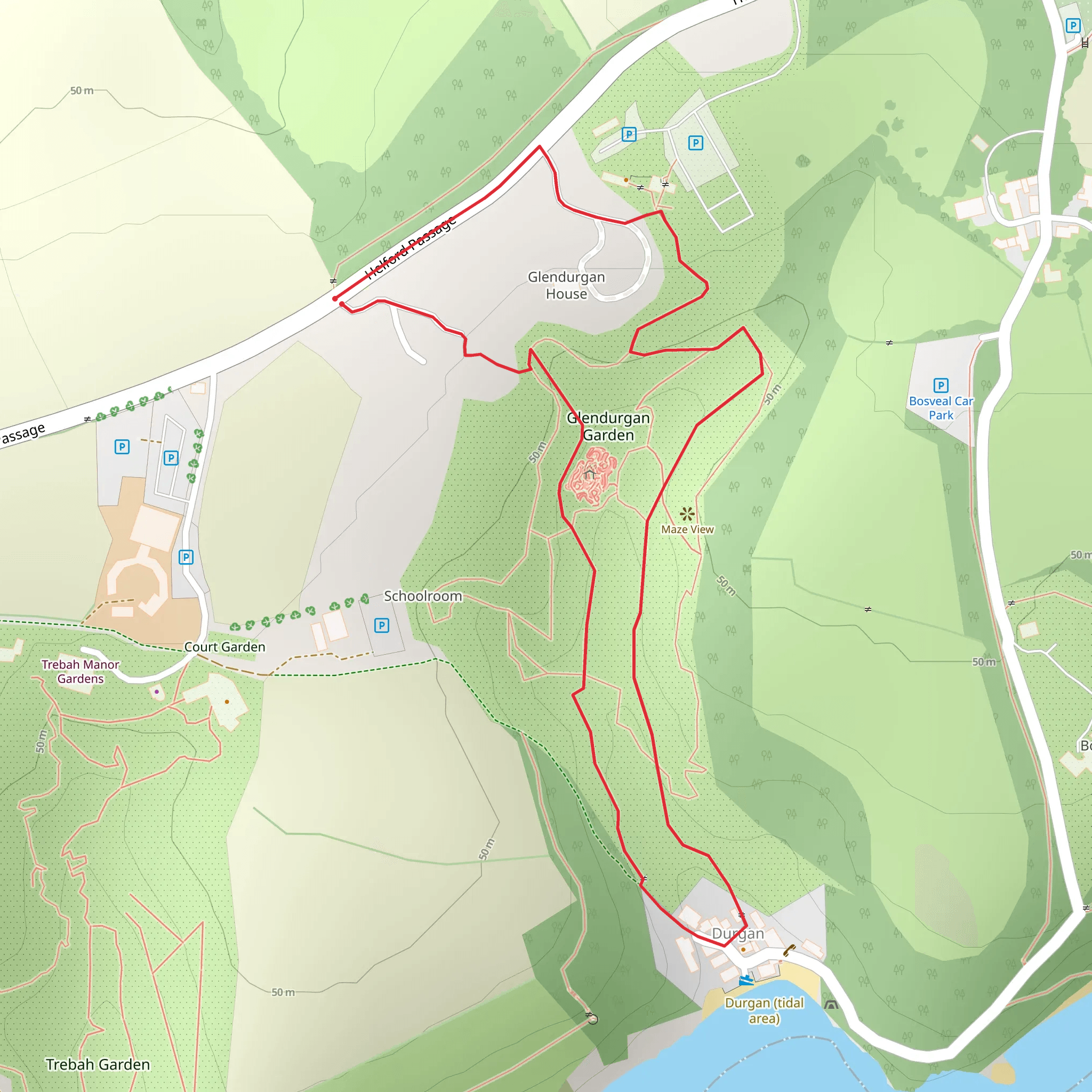 Glendurgan Garden Loop mobile static map