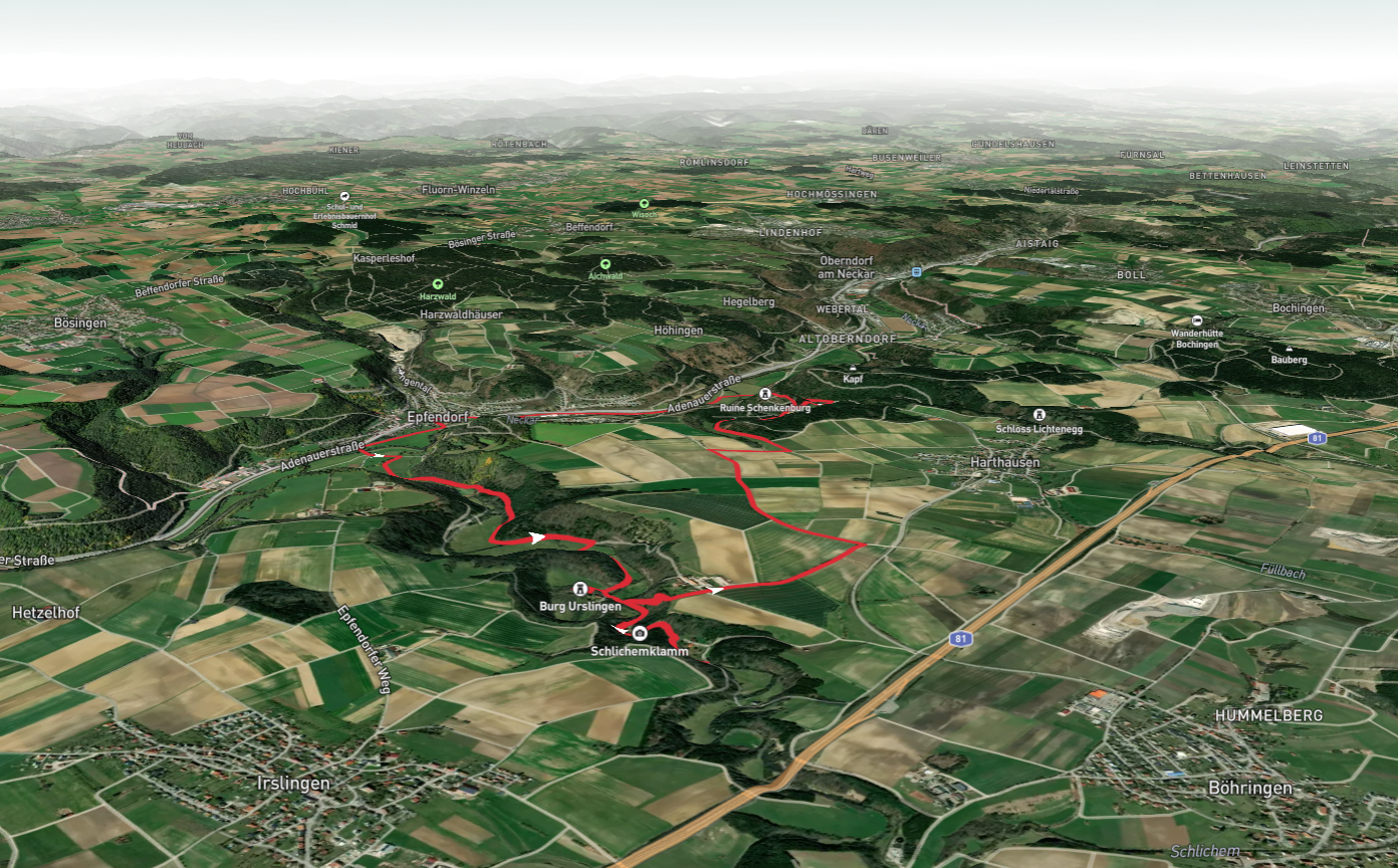 Burg Urslingen and Schlichemklamm via Roter Punkt Schenkenburg