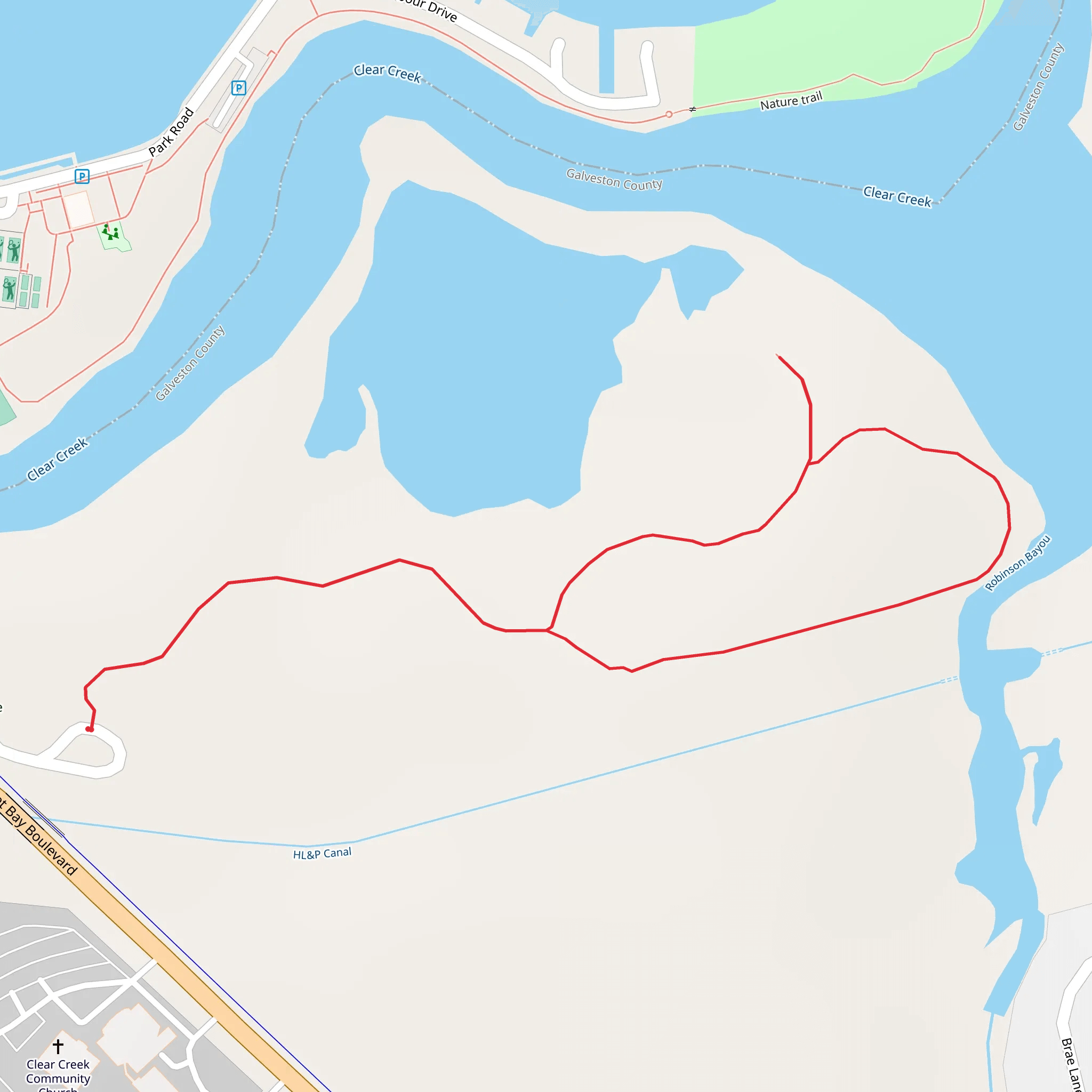 Robinson Bayou and Clear Creek Beside Loop mobile static map