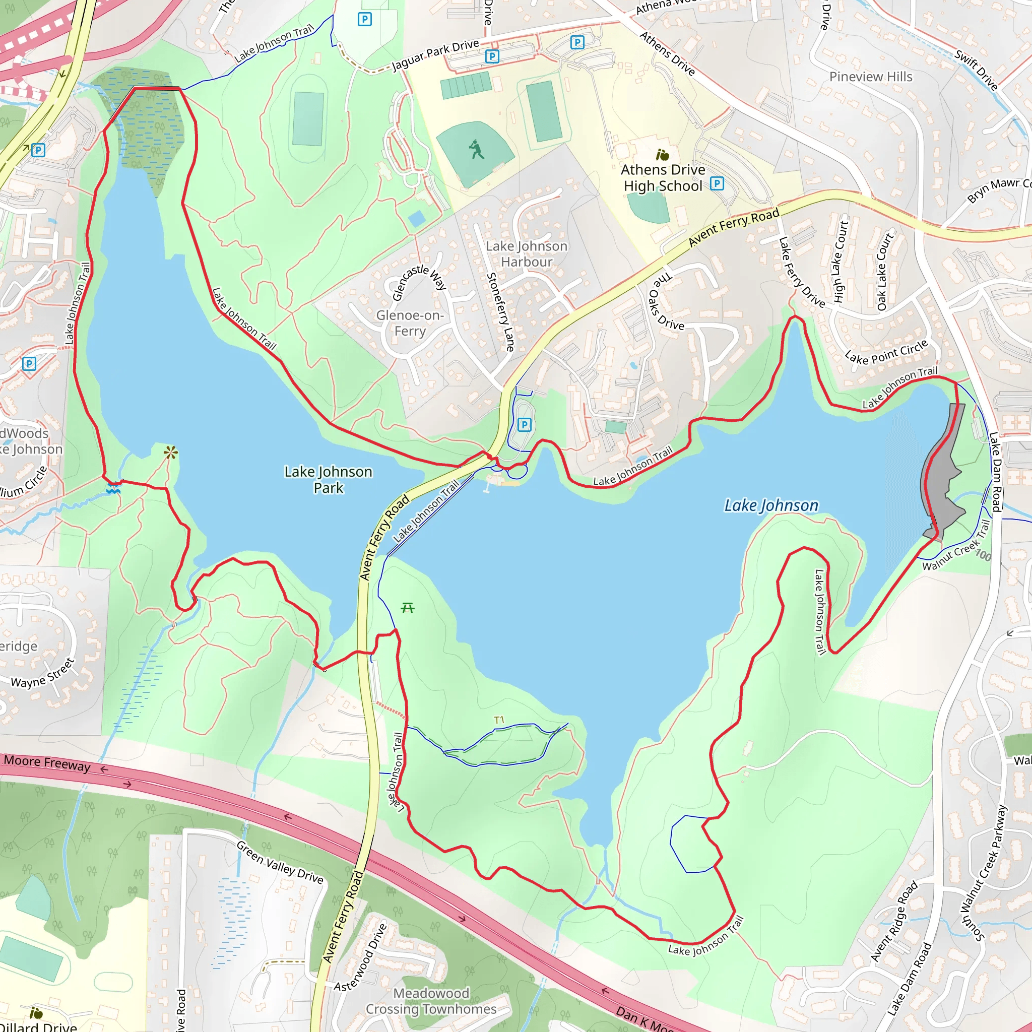Lake Johnson Loop mobile static map