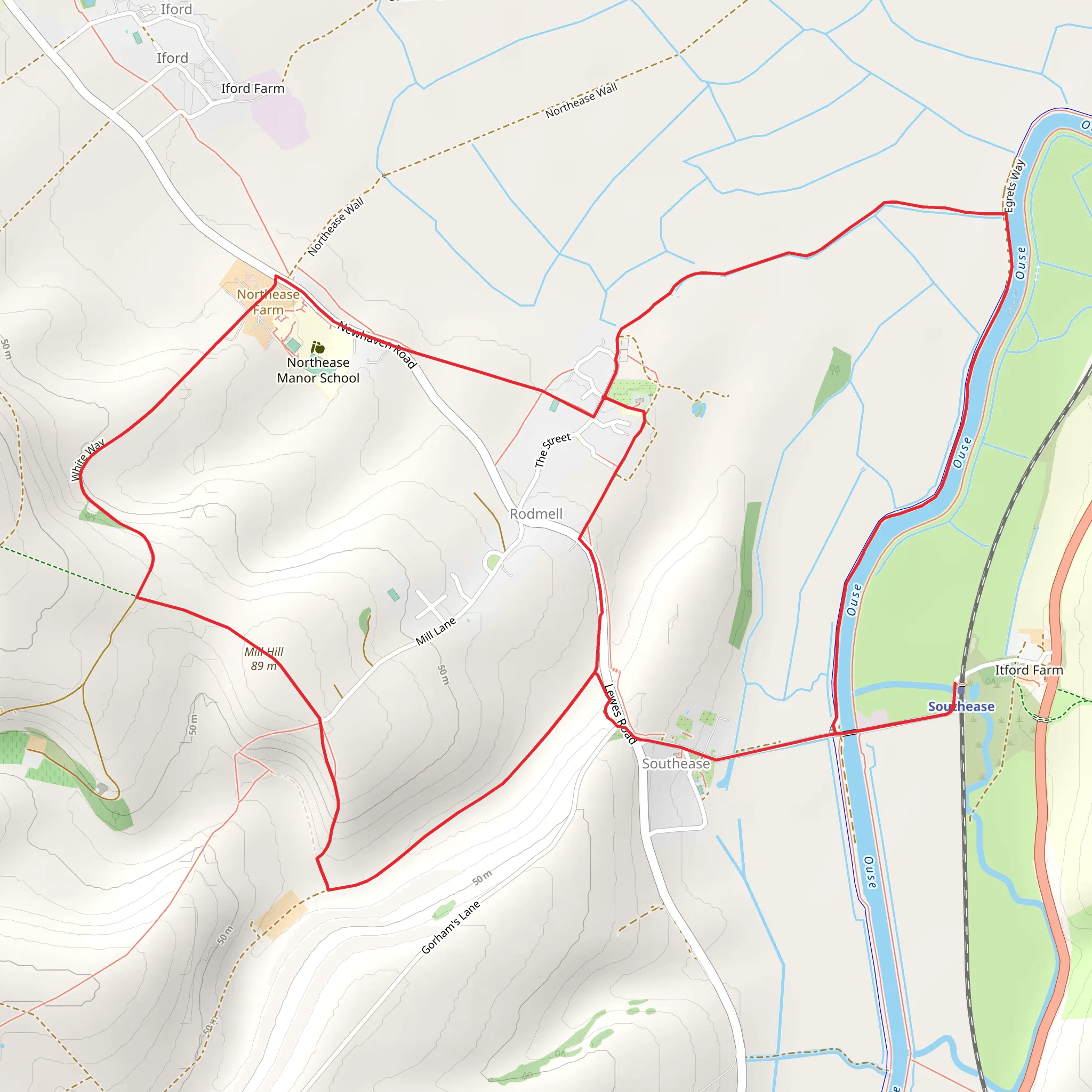 Southease and Lewes Brooks mobile static map