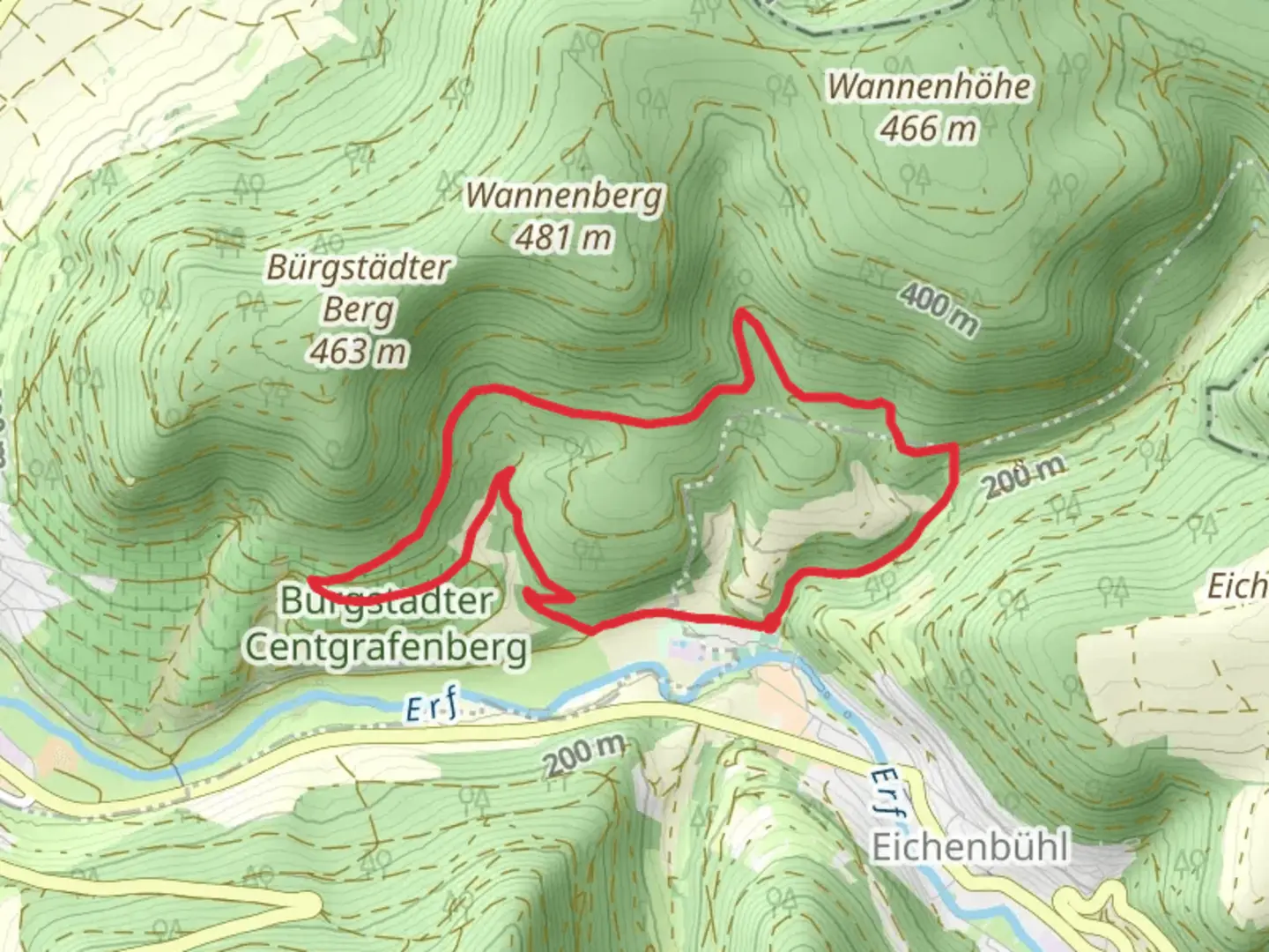 An image depicting the trail Heunefasser Loop and its surrounding area.