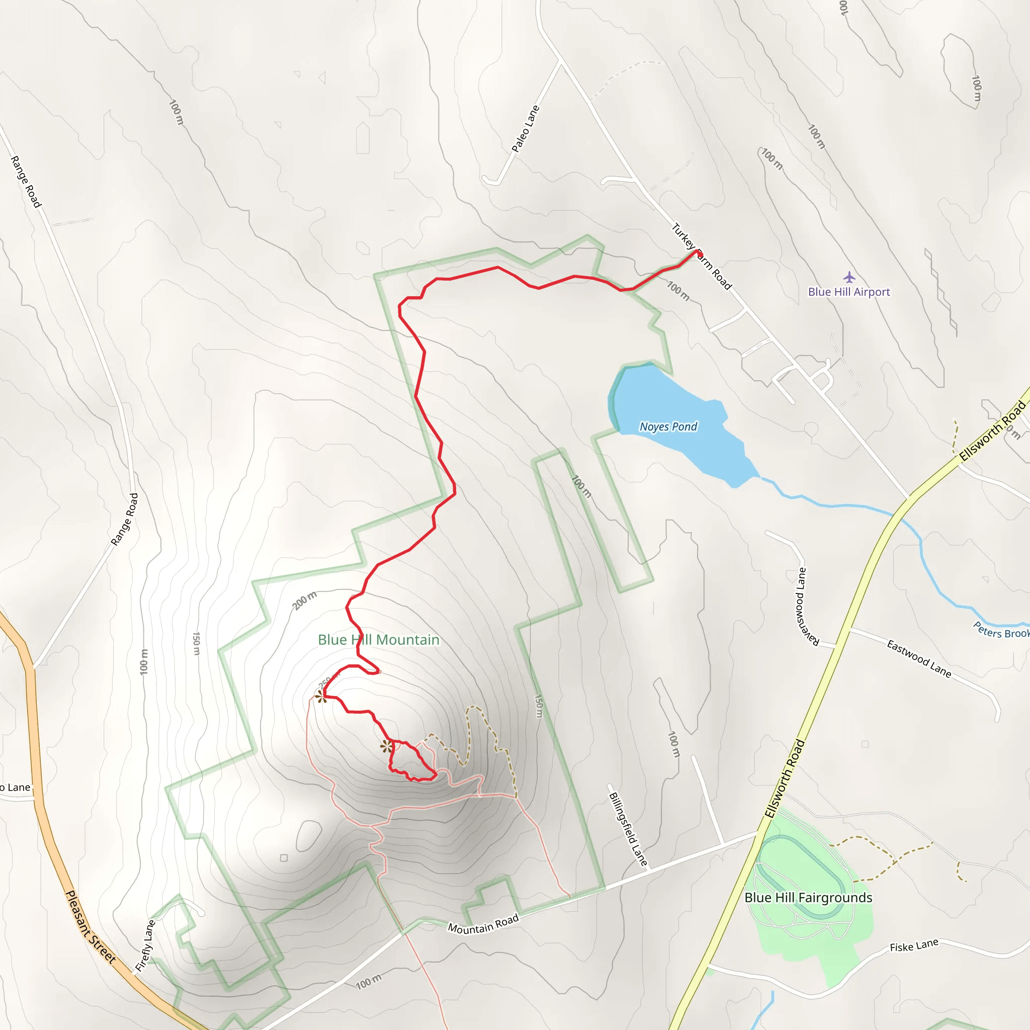 Blue Mountain via Becton Trail mobile static map