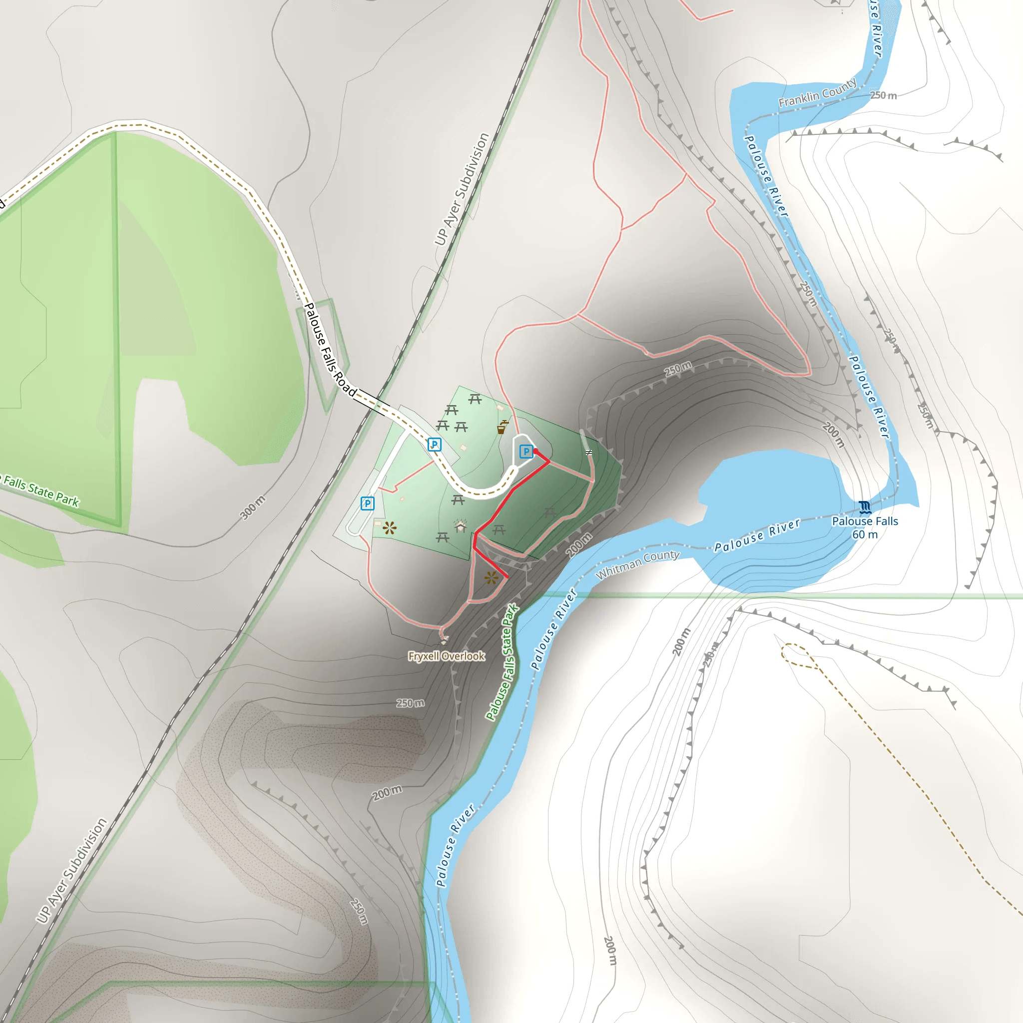 Palouse Falls Out and Back mobile static map