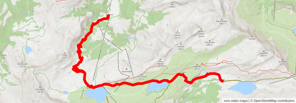 Lake Trübsee to Lake Melchsee from Engelberg stage 2 Map