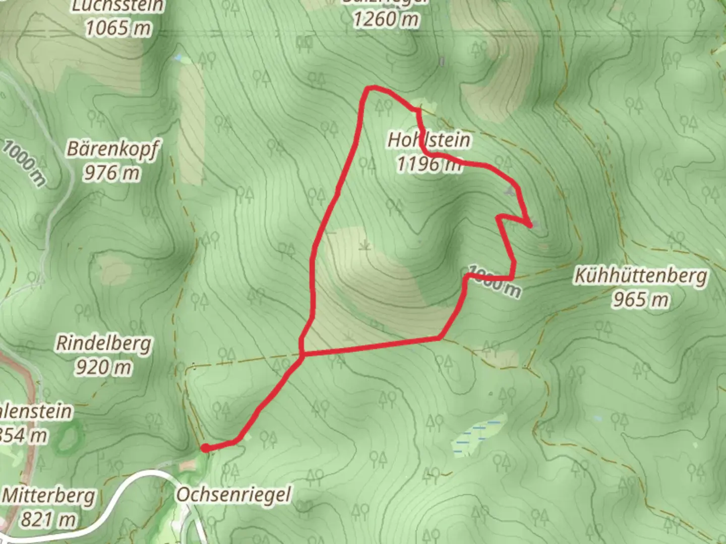An image depicting the trail Großalmeyerschloß and Kleinalmeyerschloß Loop via Arnika and its surrounding area.