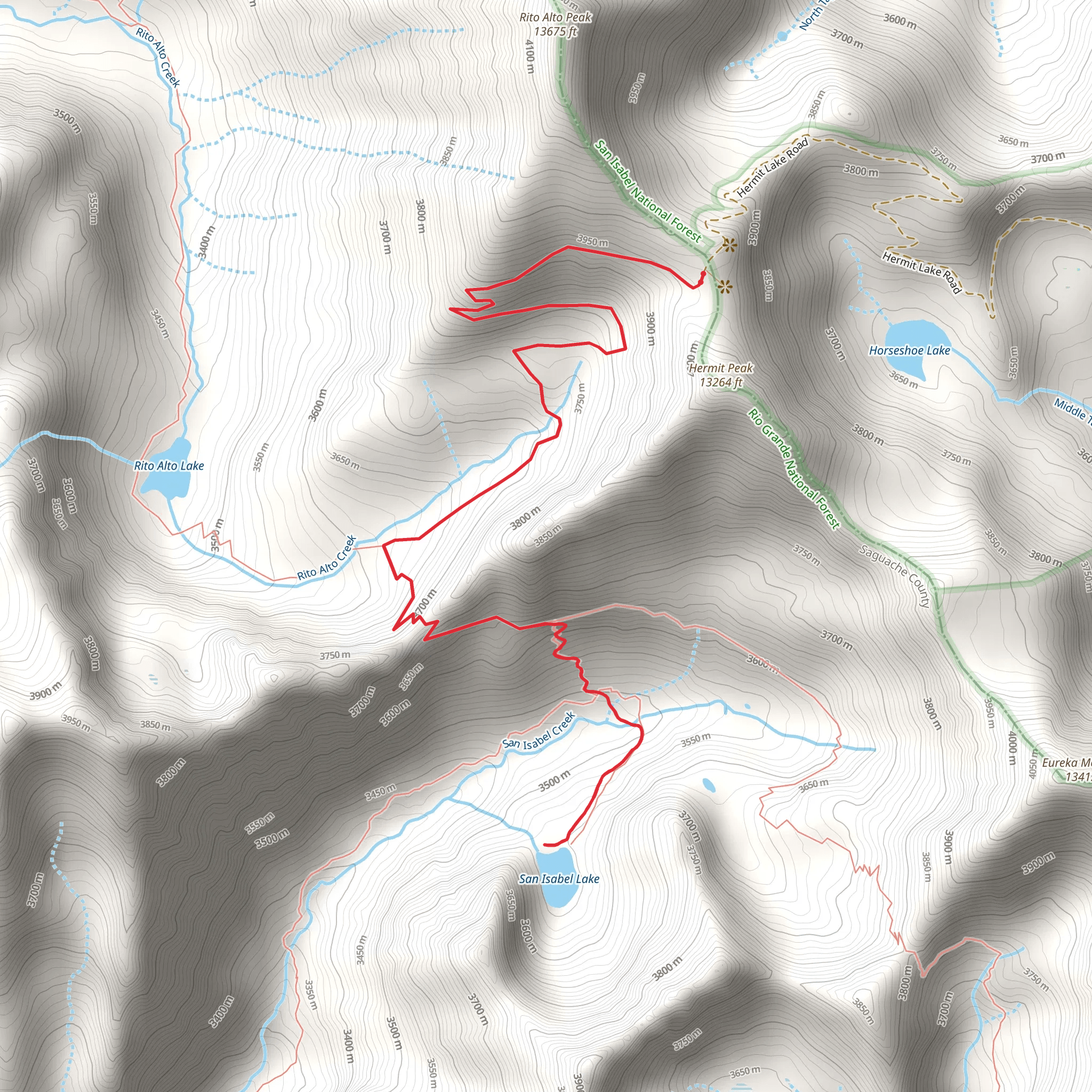 San Isabel Lake via Rito Alto Trail mobile static map