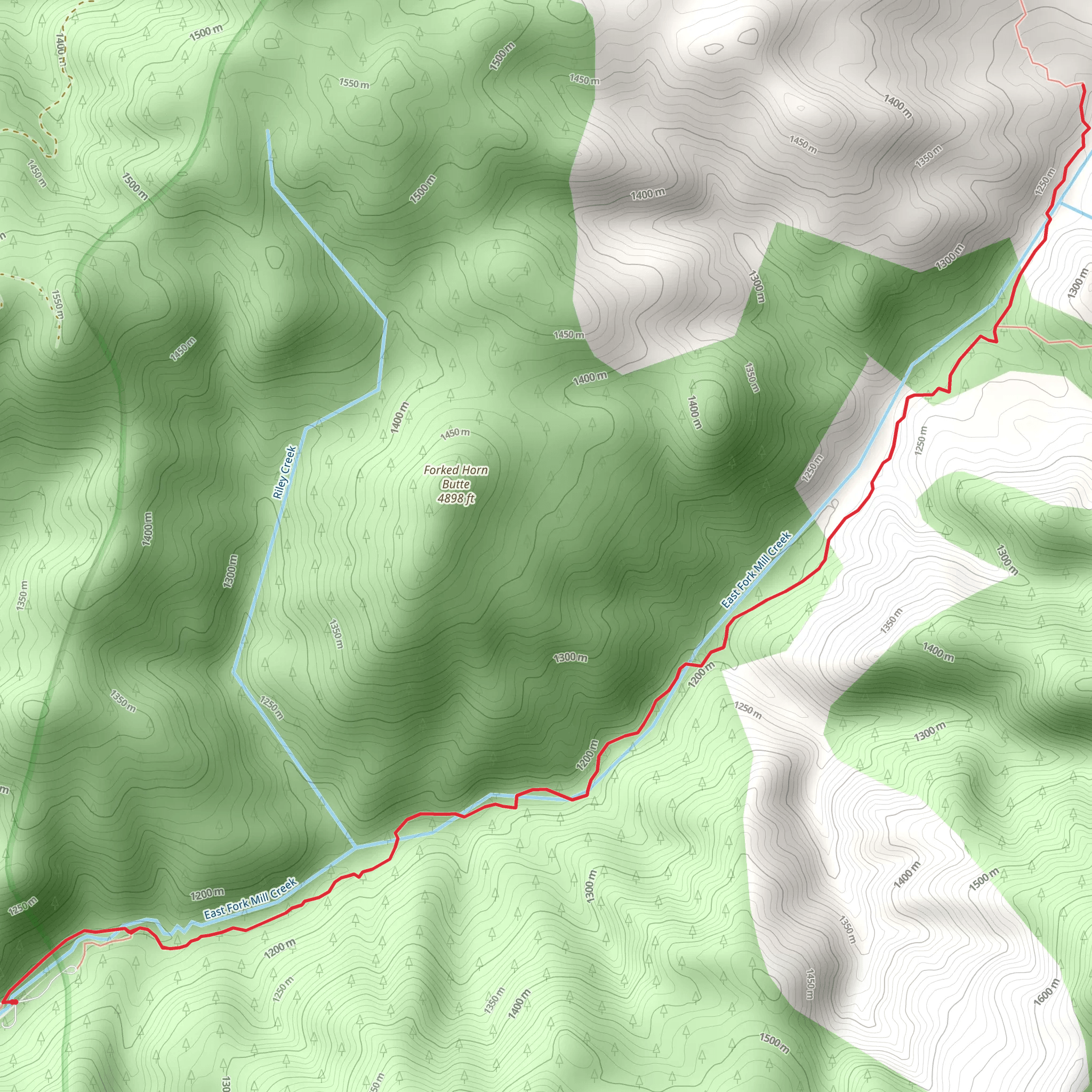 Twin Pillars Trail Out and Back mobile static map