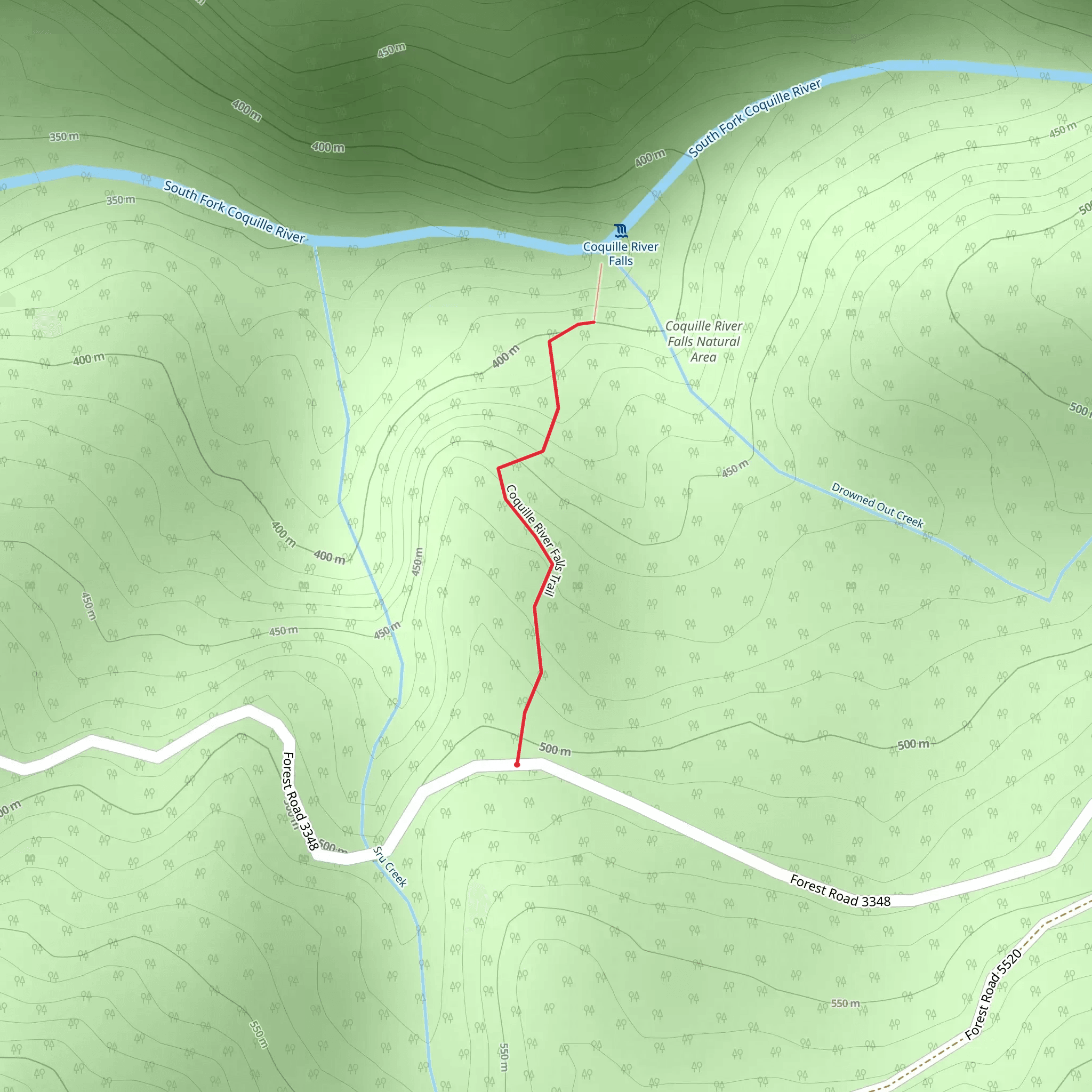 South Fork Coquille River from Forest Road 3348 mobile static map
