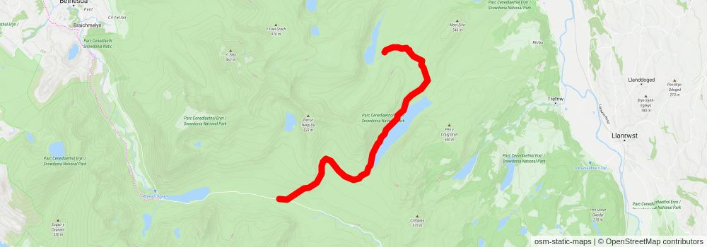 Carnedd Llewelyn - Llyn Eigiau and Llyn Cowlyd stage 2 Map