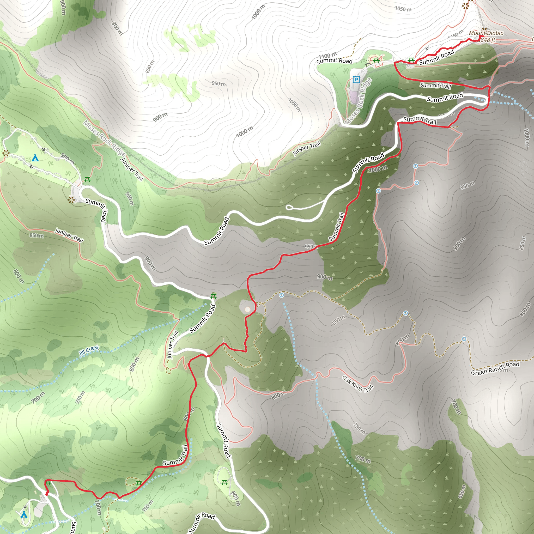 Mount Diablo Summit Trail via ADT mobile static map