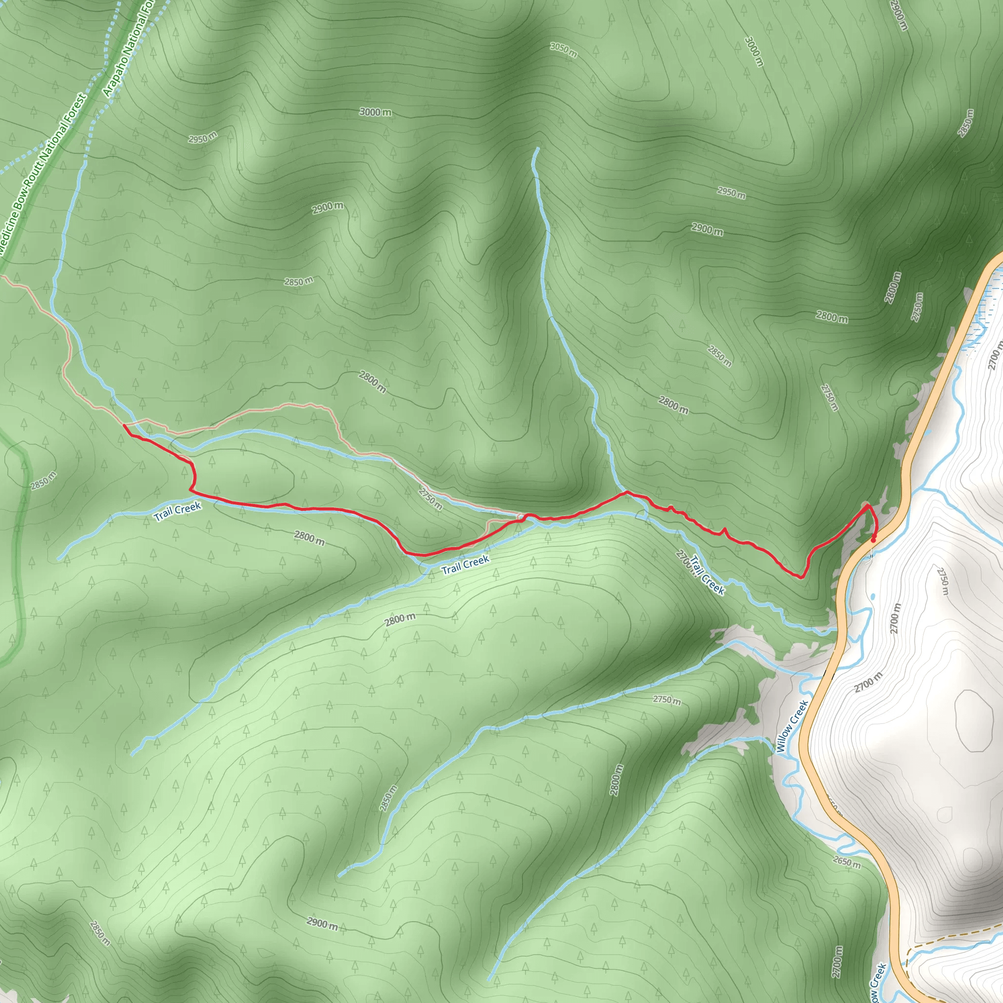 South Trail Creek Trail mobile static map