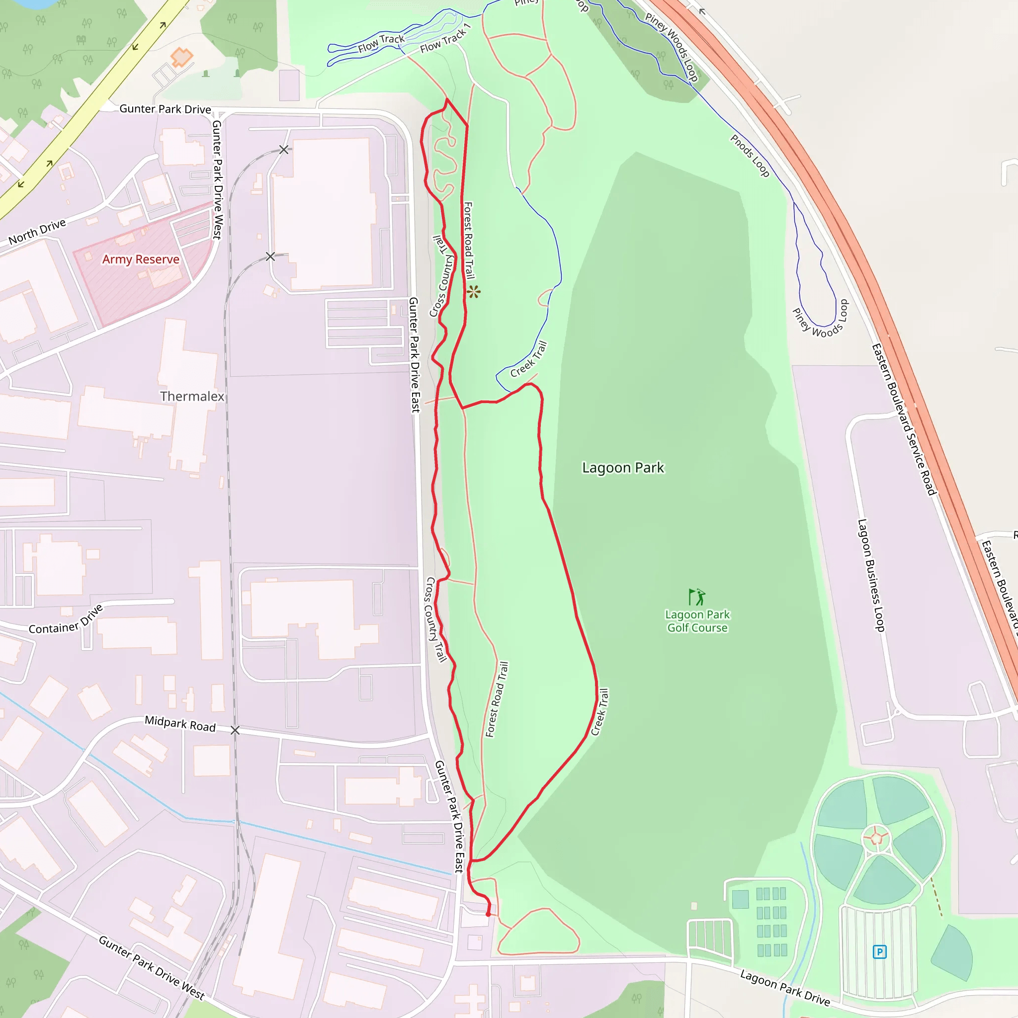 Creek and Cross Country Loop Trail mobile static map