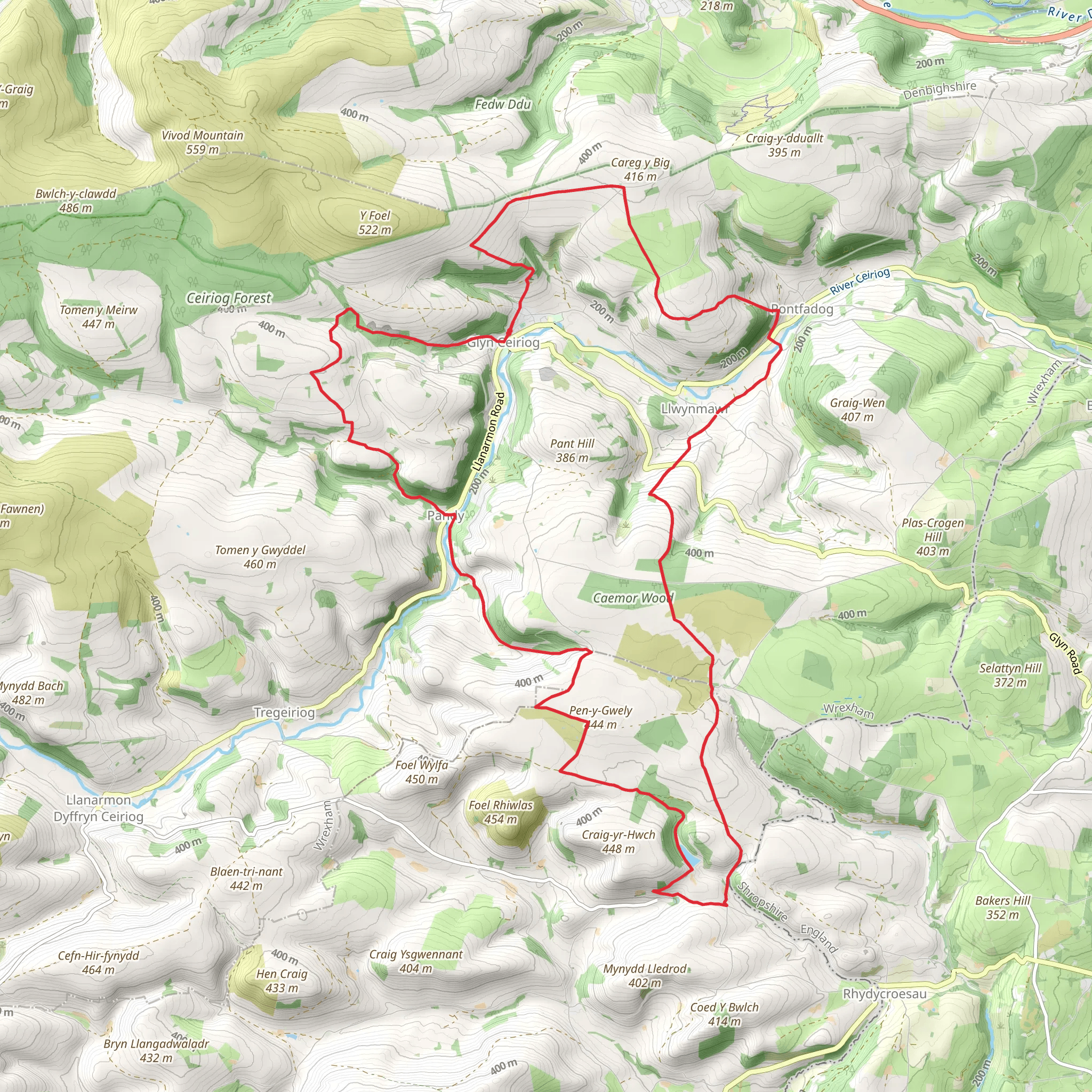 Glyn Ceiriog Loop mobile static map