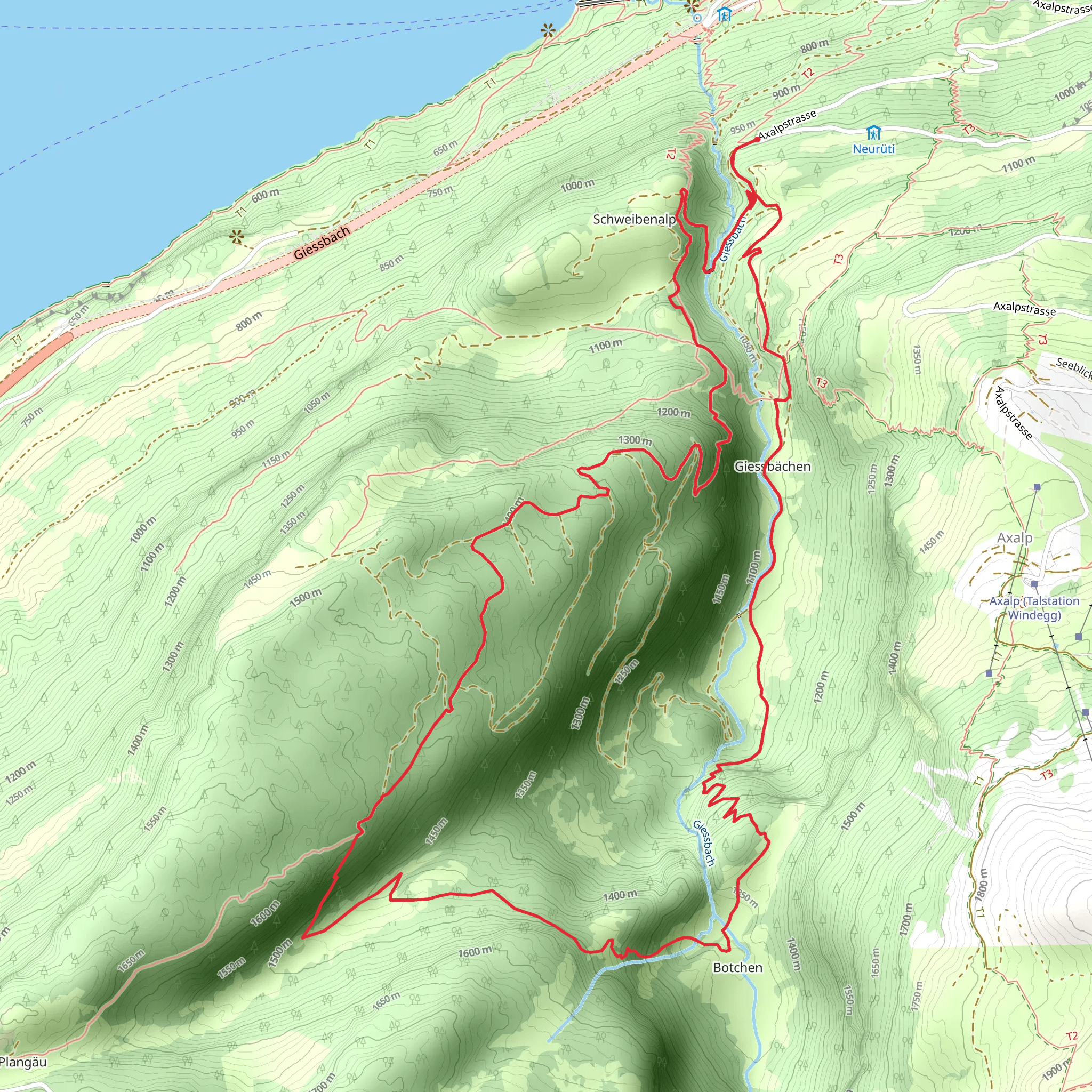 Bramisegg – Botchen – Schweibenalp – Bramisegg mobile static map