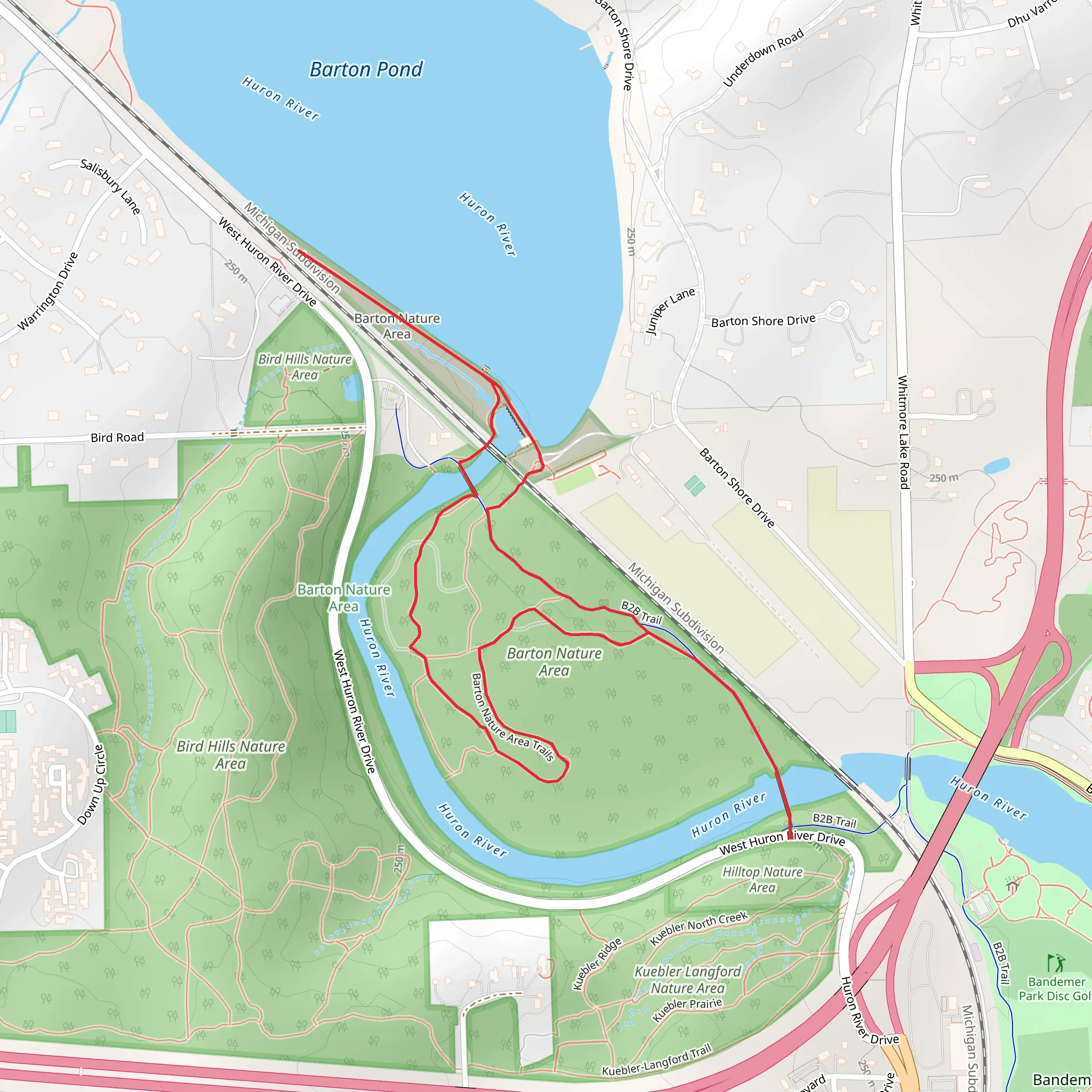 Barton Nature Area Loop Trails mobile static map