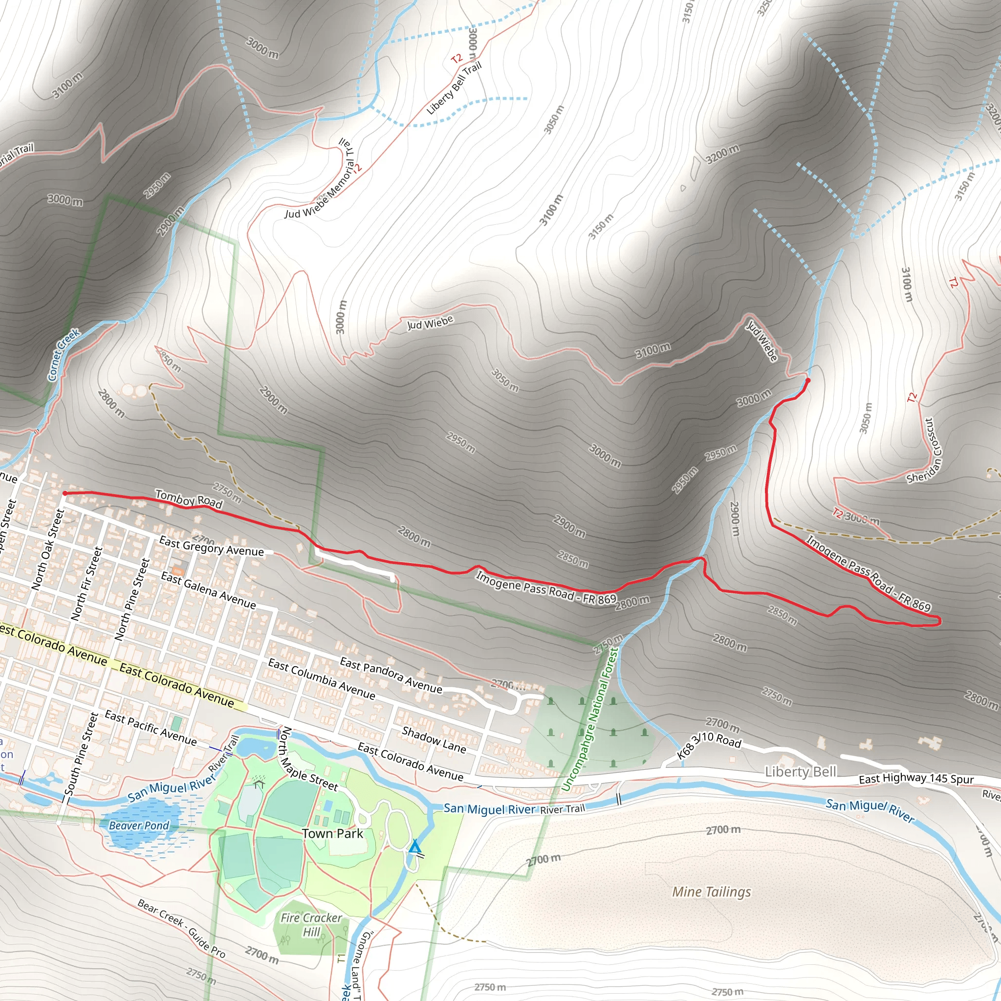 Owl Gulch via Imogene Pass Road mobile static map
