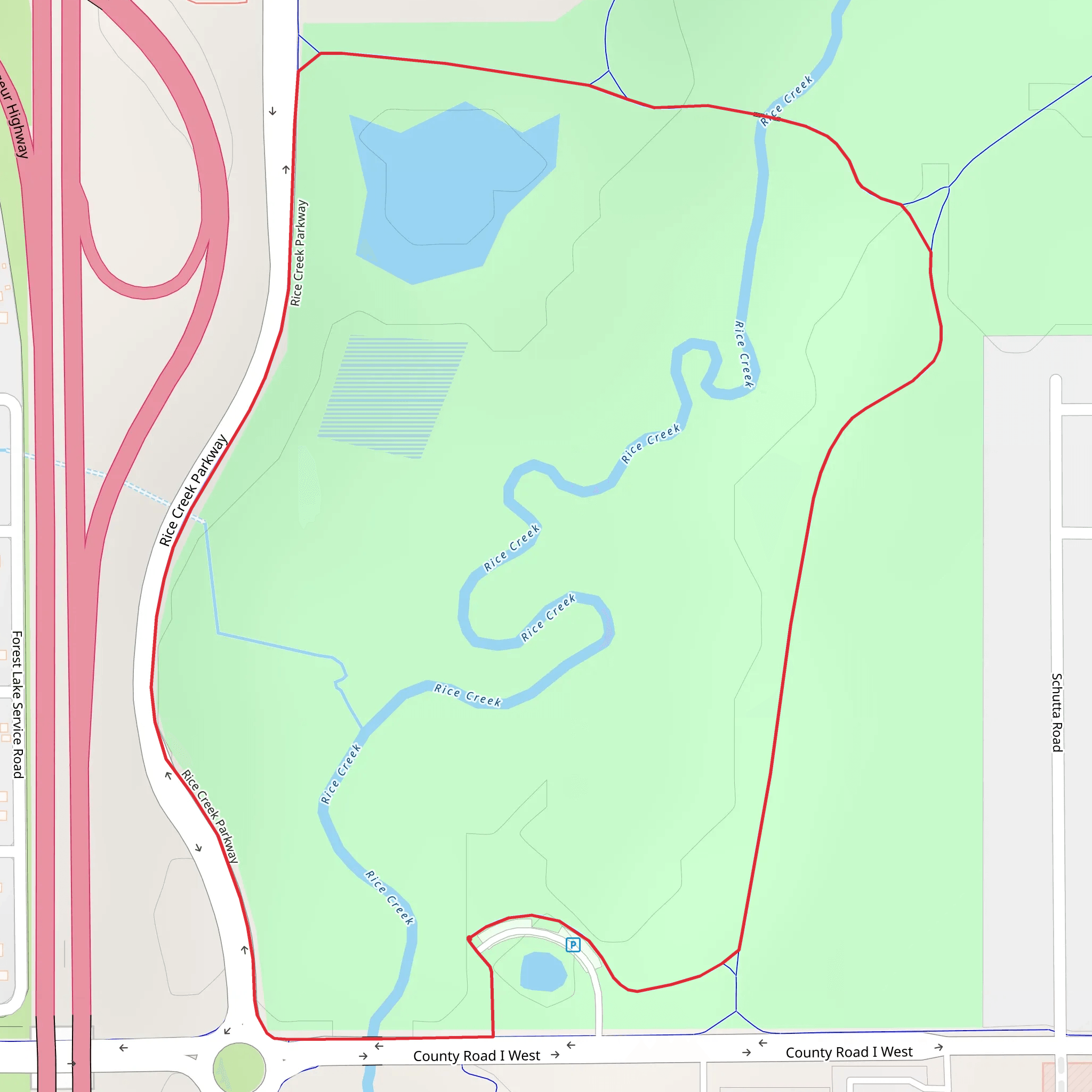 Rice Creek Parkway mobile static map