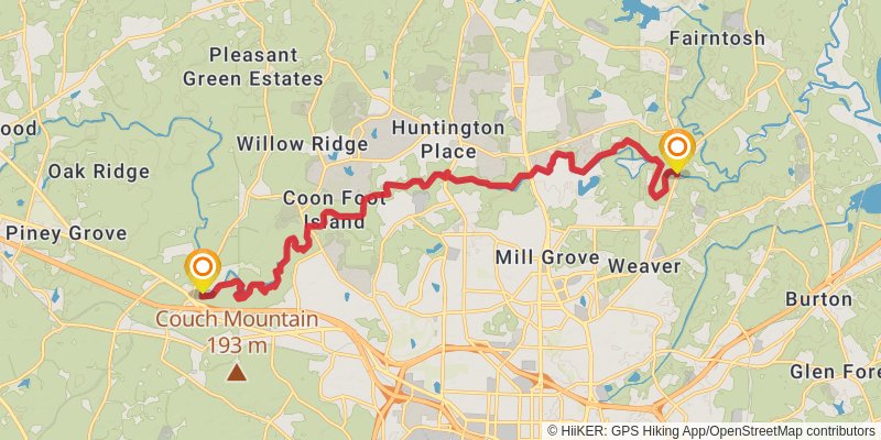 Mountains-to-Sea Trail stage 53 Map