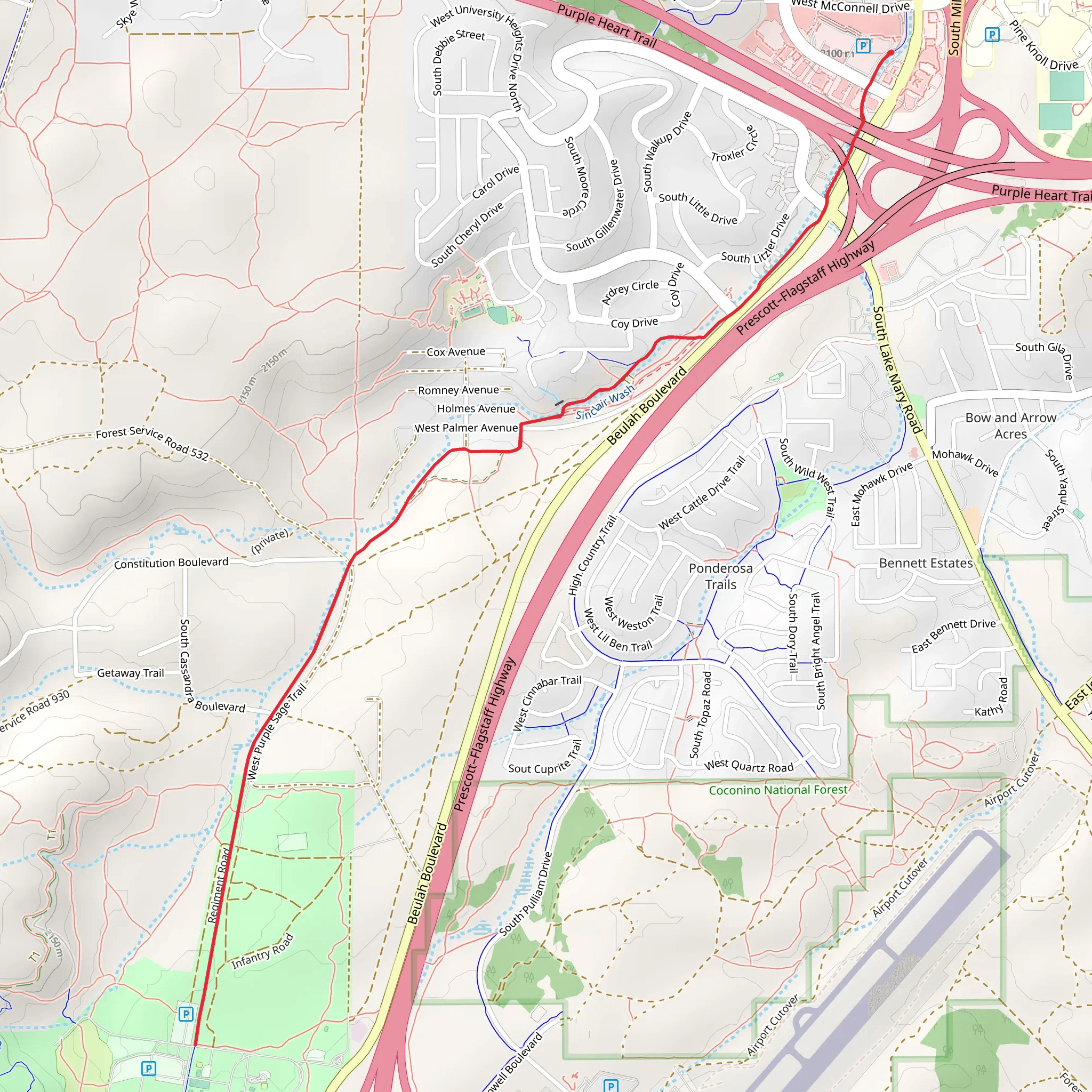Sinclair Wash Trail -FUTS mobile static map