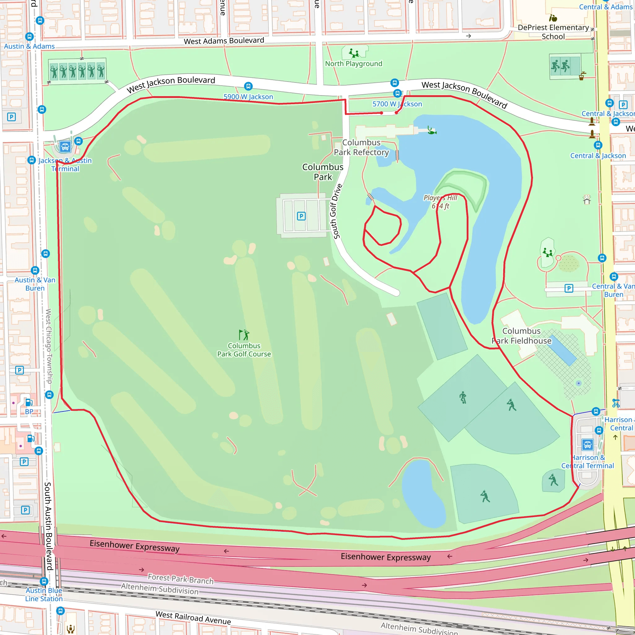 Columbus Park Golf Course Loop mobile static map