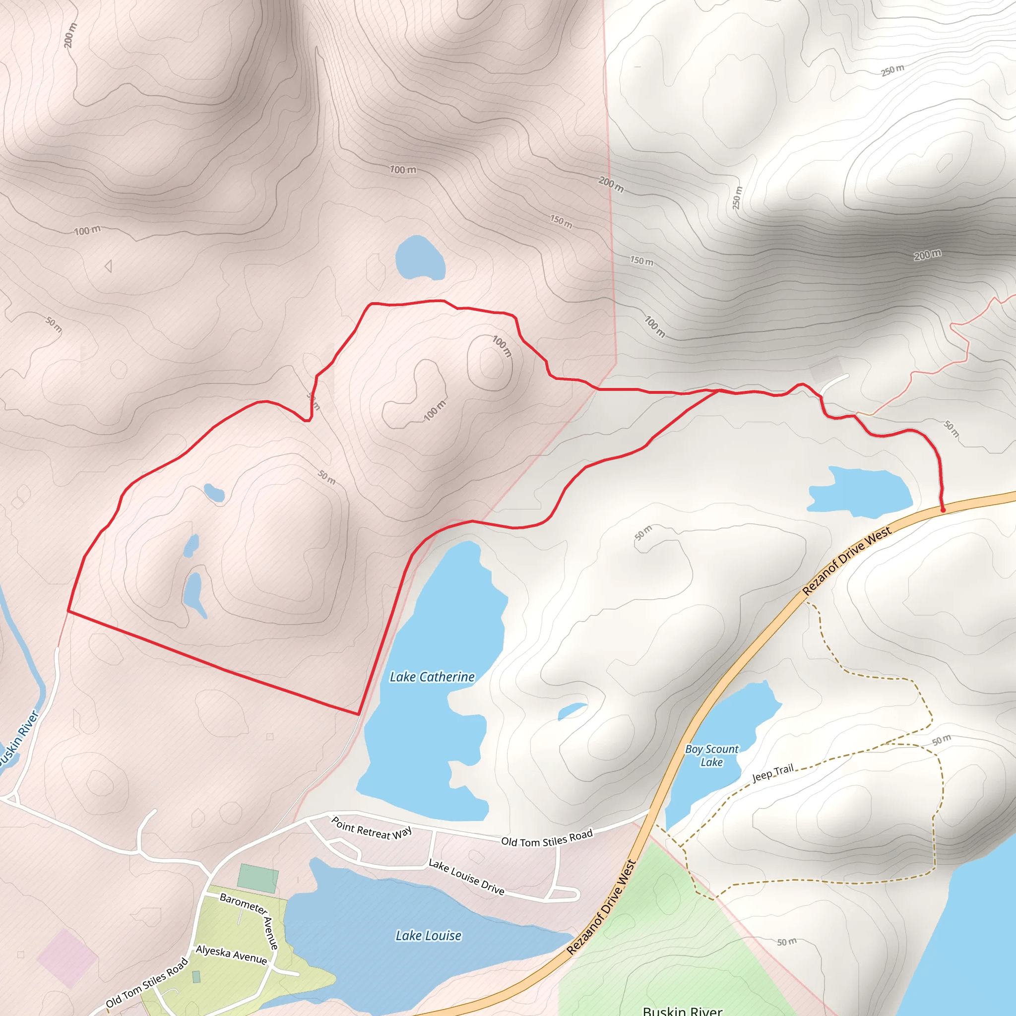 Loop above Lake Catherine mobile static map