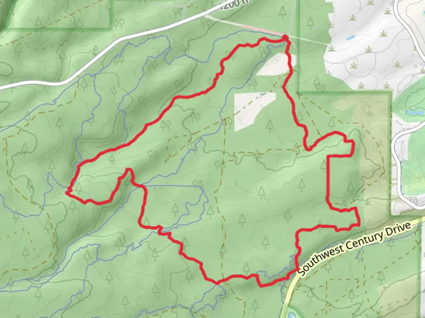 An image depicting the trail Marvin's Garden, Expressway and Kent's Loop Trail and its surrounding area.