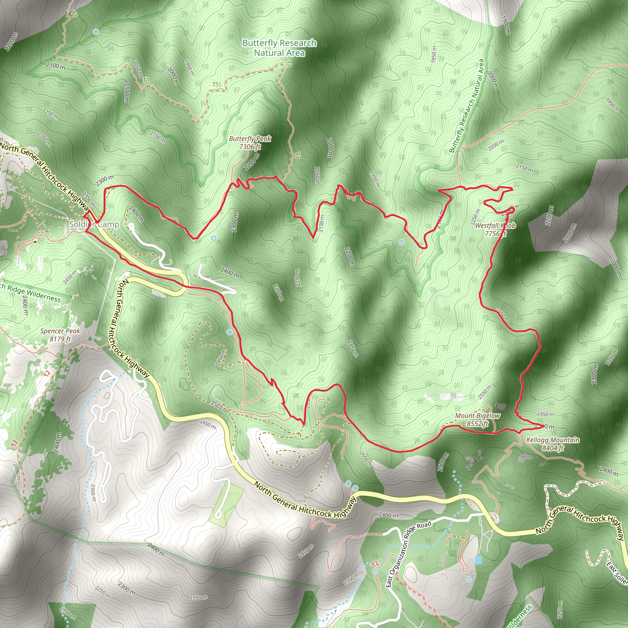 Butterfly and Sunset Trail mobile static map