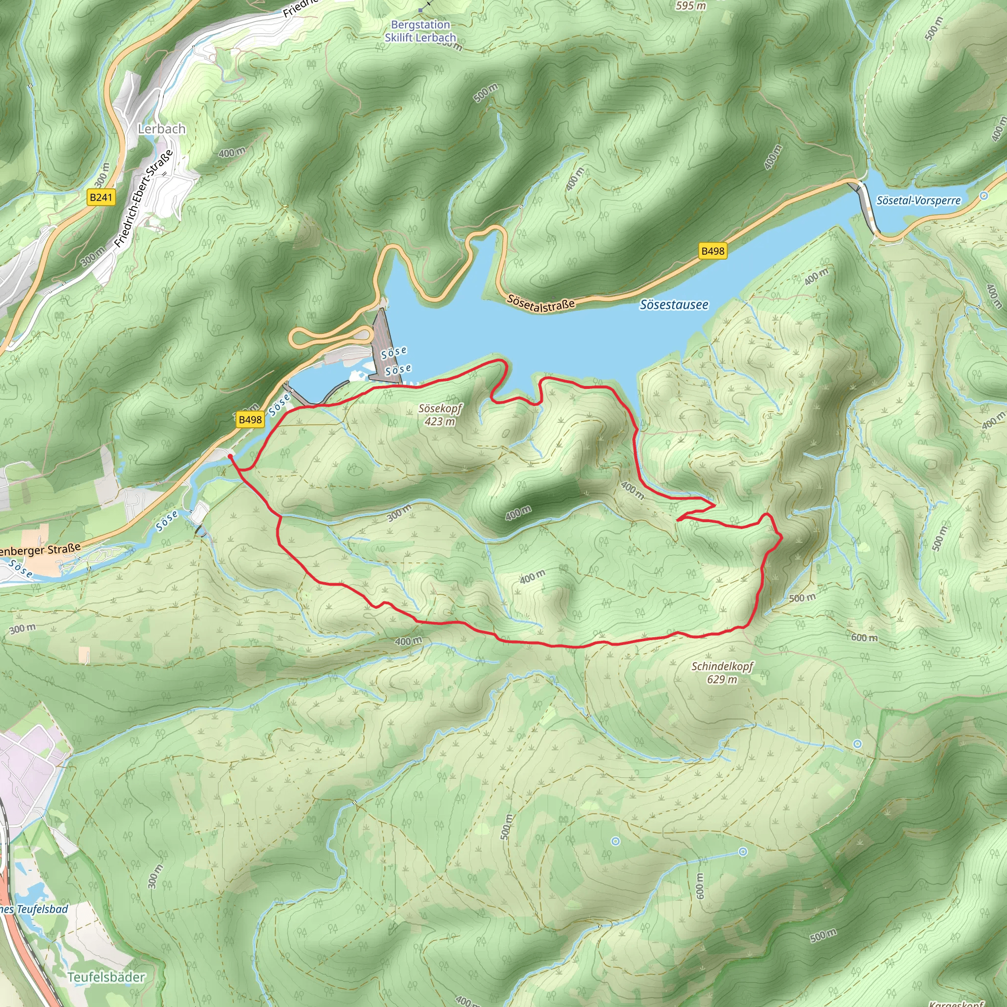 Osteroder Stadtwald and Sösestausee Loop mobile static map