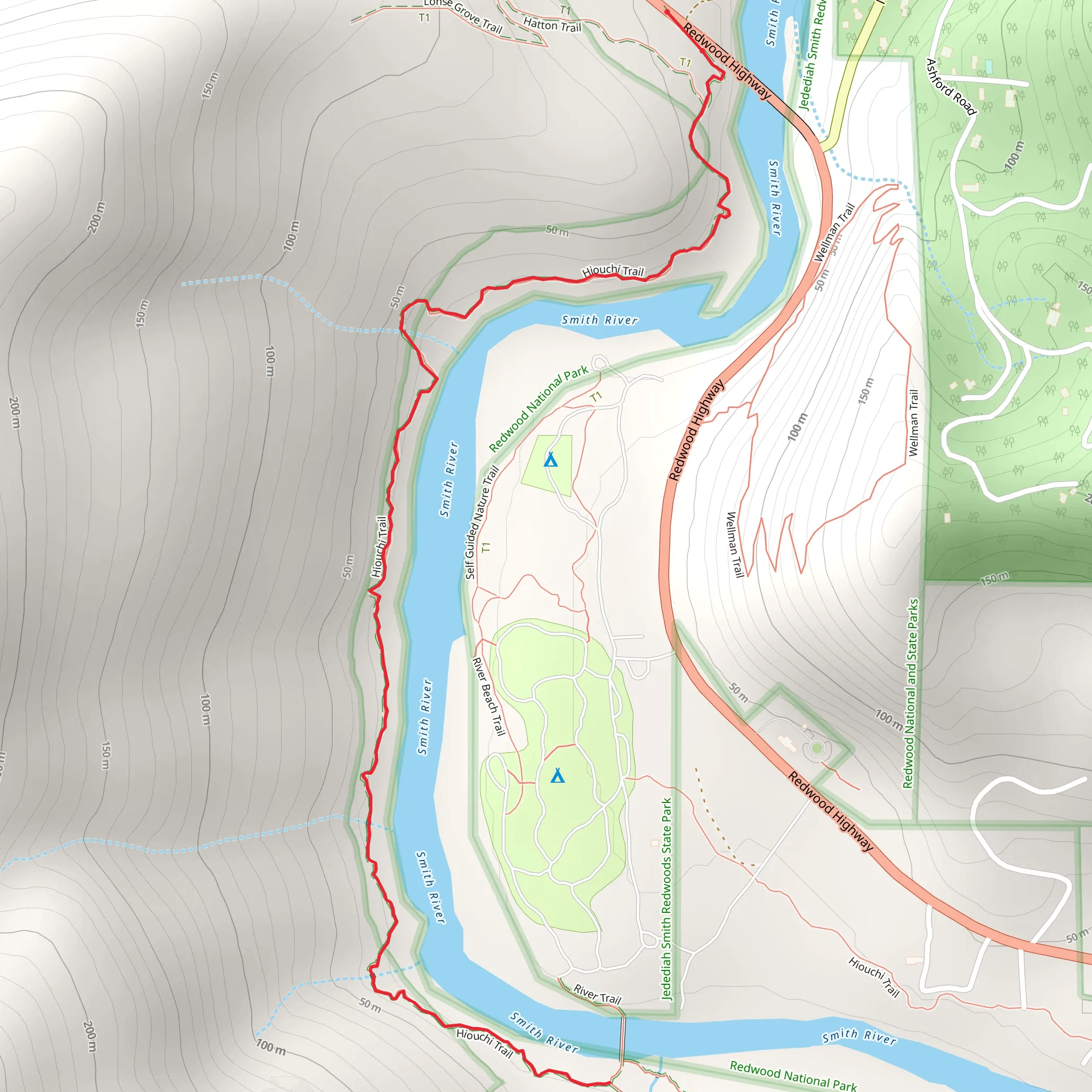 Hiouchi Trail mobile static map