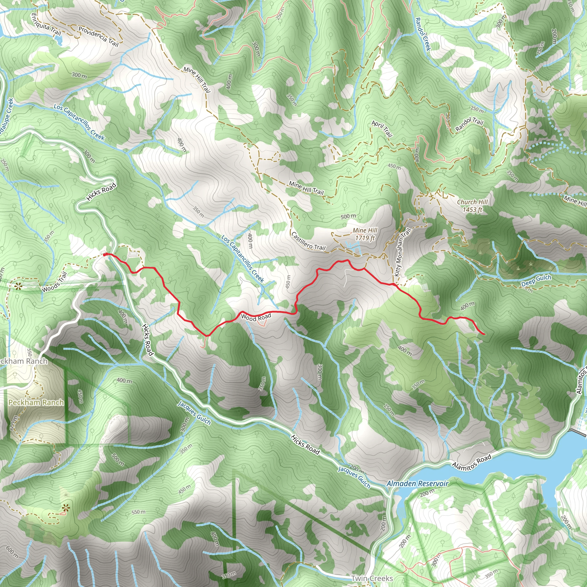 Hidalgo Cemetery Trail via Wood Road mobile static map