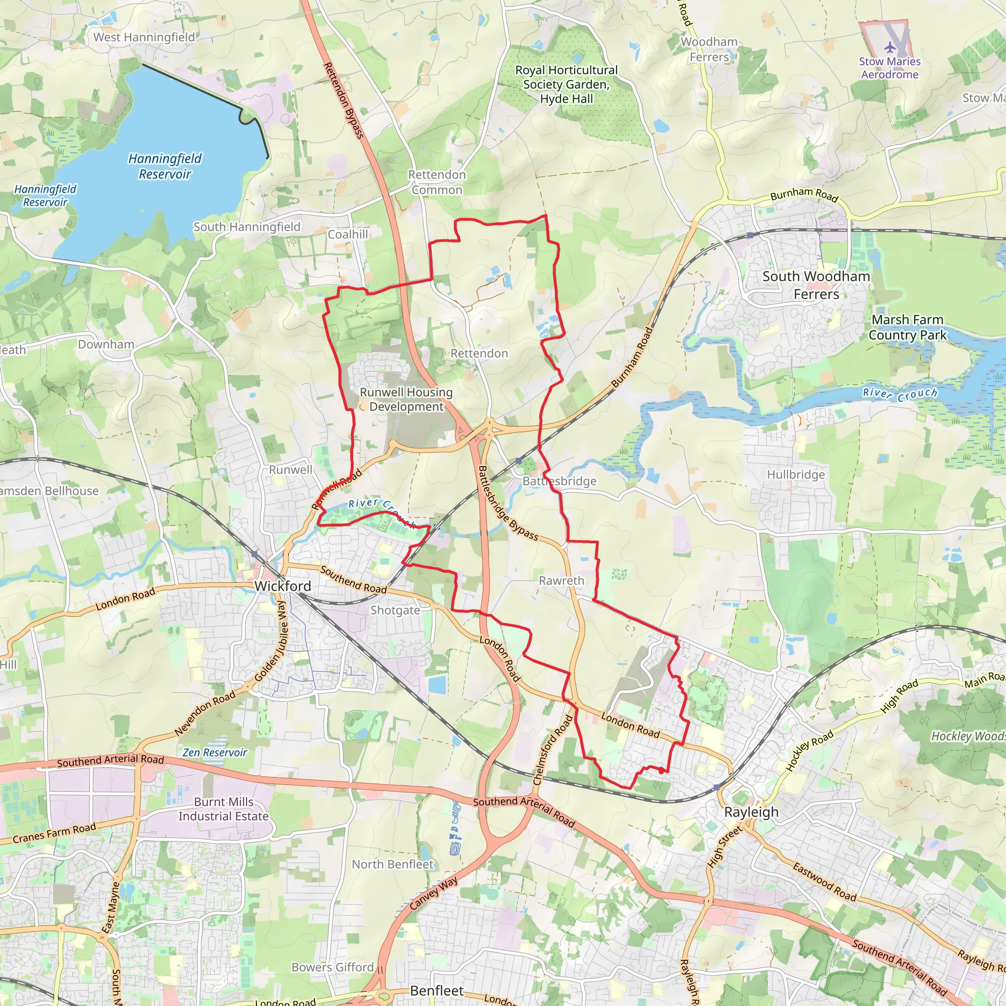 Wheatley Wood and Rattendon Country Park via Saffron Trail mobile static map