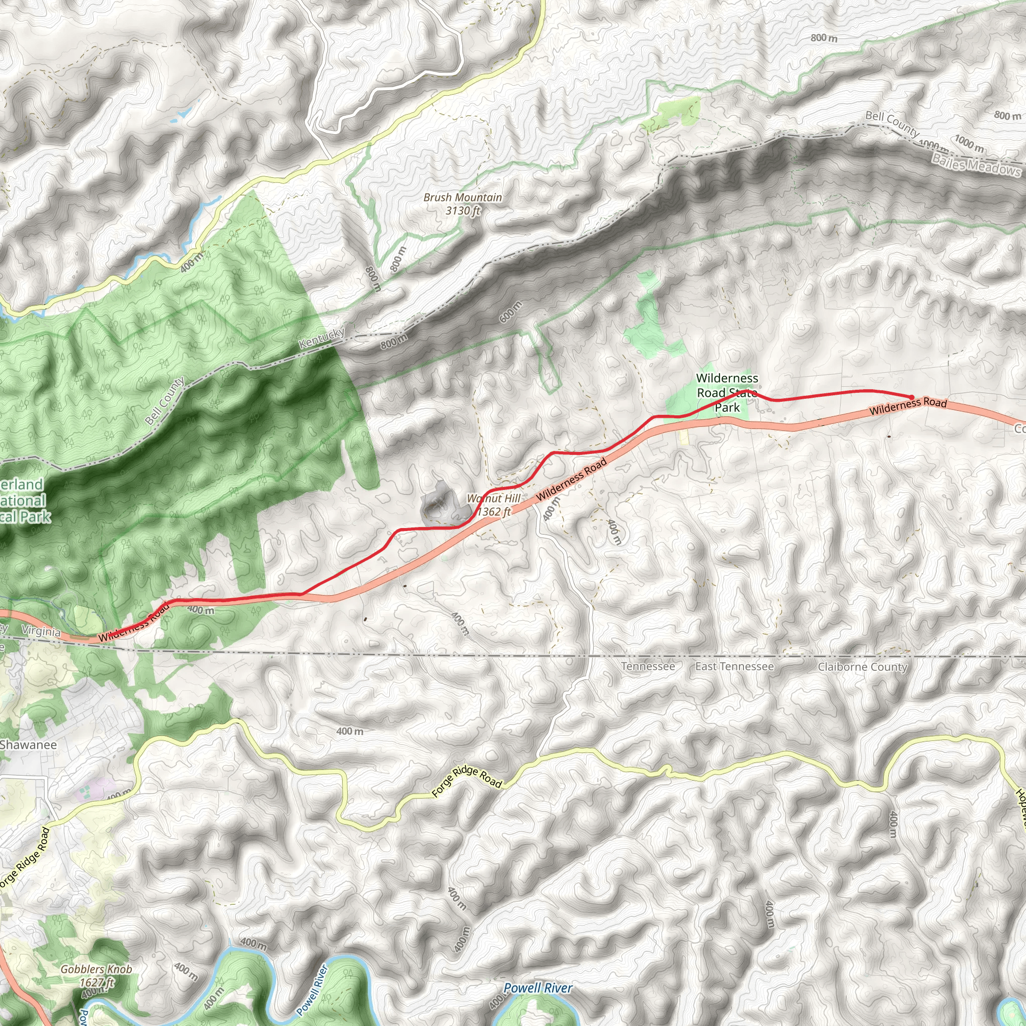 Wilderness Road Trail - Caylor mobile static map