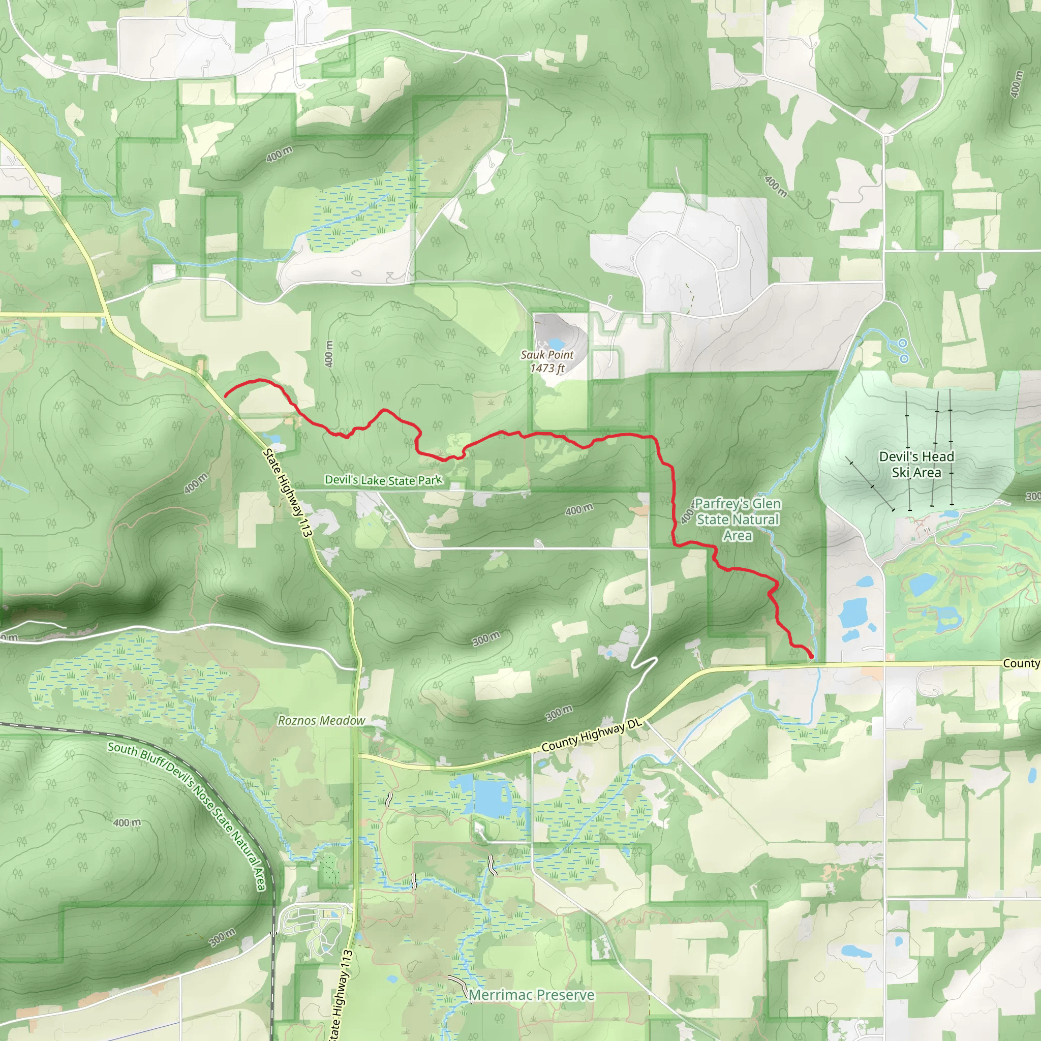 Sauk Point Trail - County Highway DL mobile static map