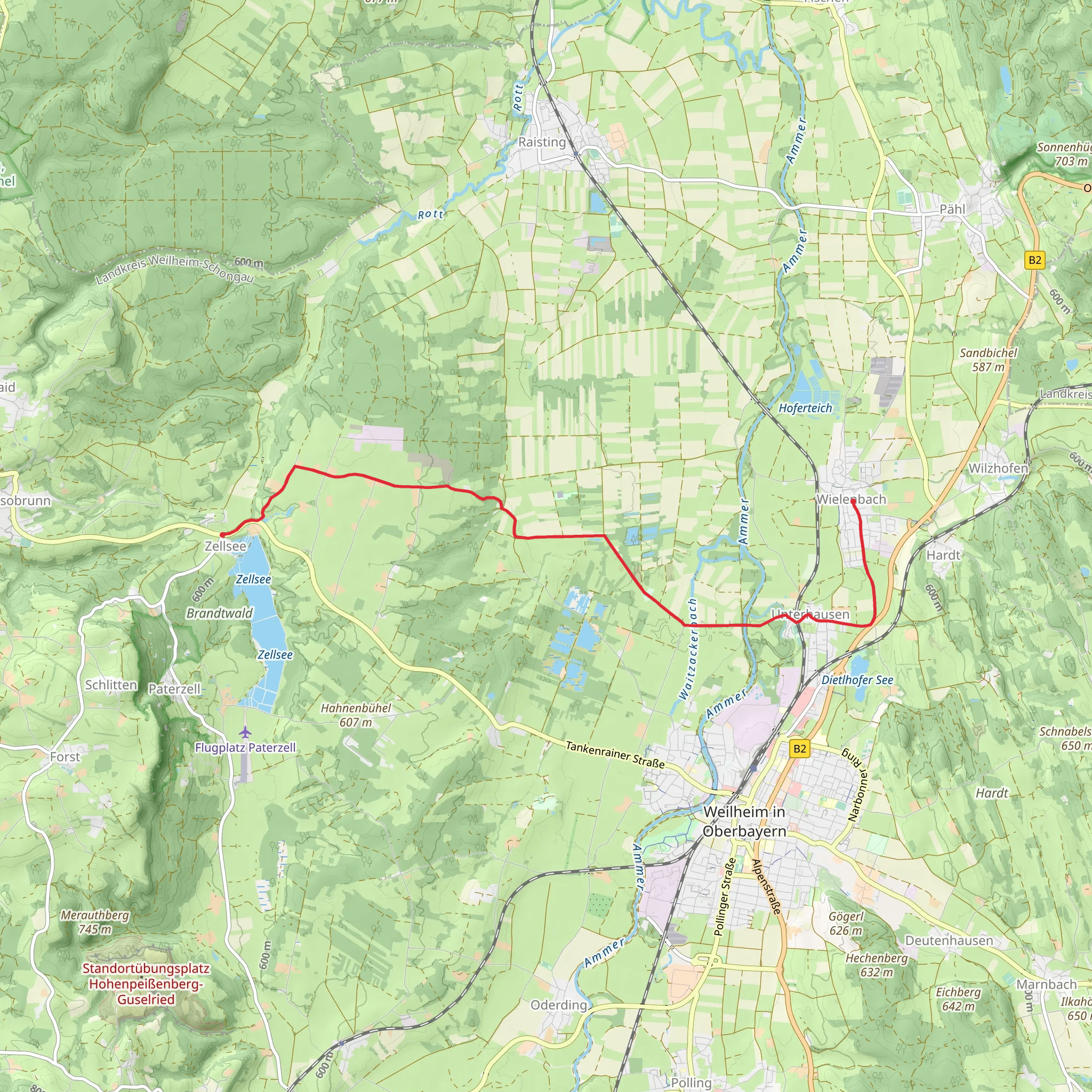 Zellsee to Wielenbach Walk mobile static map